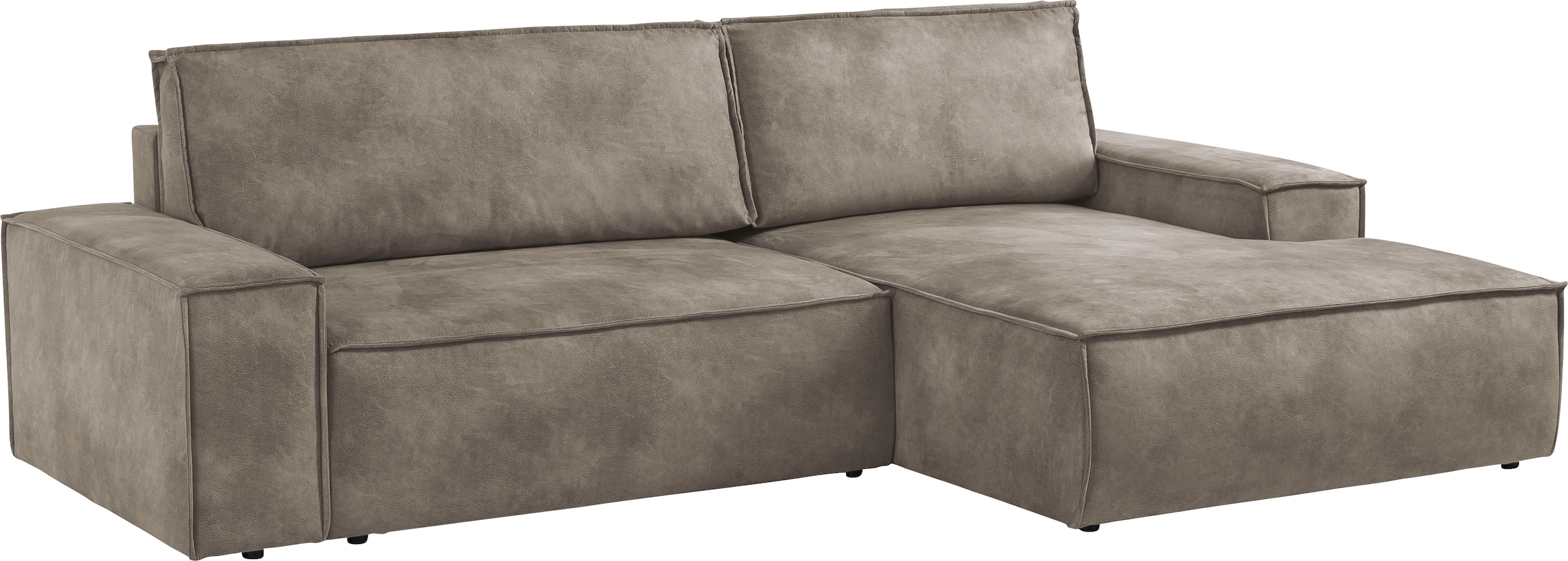 Home affaire Ecksofa SHERWOOD Schlafsofa 267 cm, L-Form, Schlaffunktion mit Bettkasten (210x136 cm), Cord, Vintage, Samtvelours