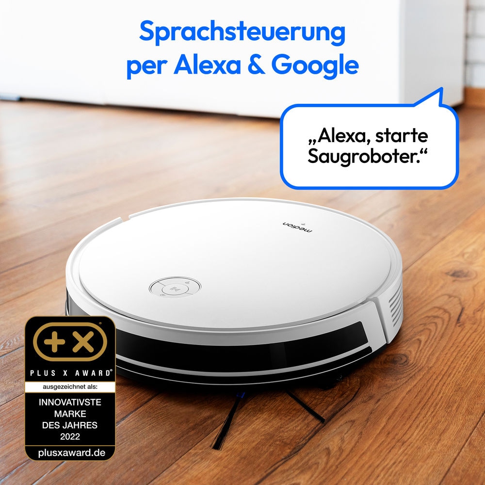Medion® Saugroboter »S35 (MD 11899), intelligente S-Linien Navigation, 4 kPa Saugleistung«, App-Steuerung, Teppicherkennung, 120 min Laufzeit, Ladestation