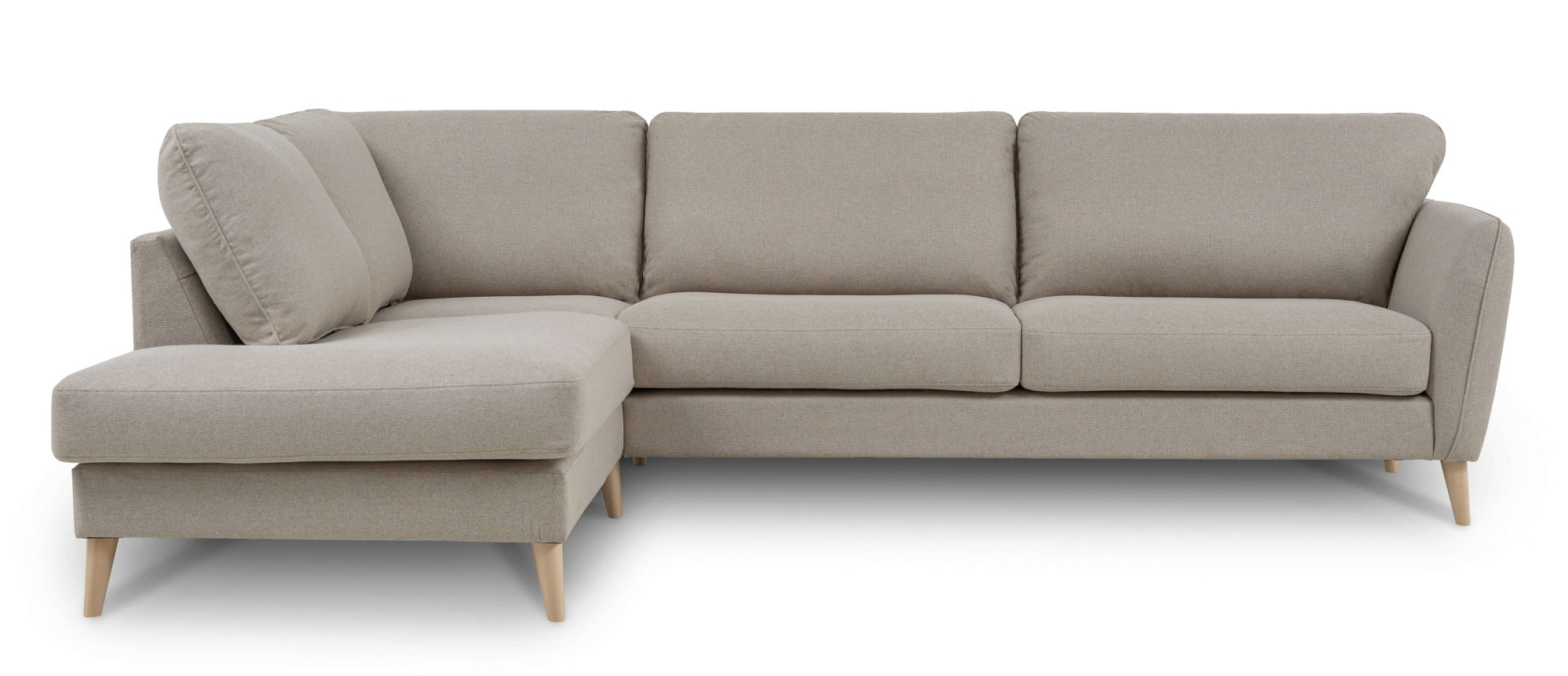 Home affaire Ecksofa »MARSEILLE 278/202 cm, L-Form, Ottom. rechts/links, verschiedene Bezüge«, Massivholzbeine Eiche, Landhausstil, Wellenunterfederung