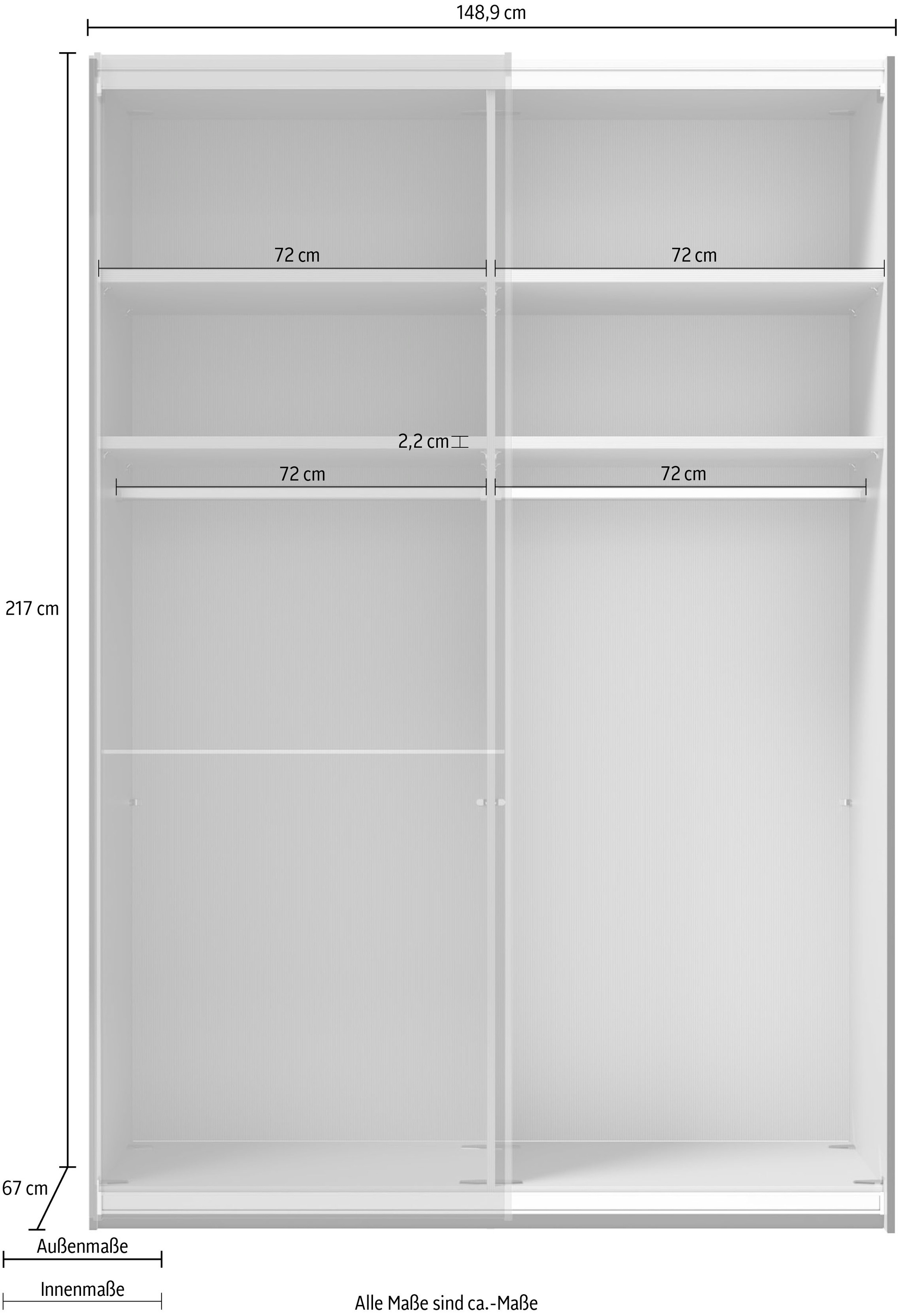 Musterring Schwebetürenschrank »Imola W« inkl. Einlegeböden und Kleiderstangen, mit Glastüren und Aufleistungen