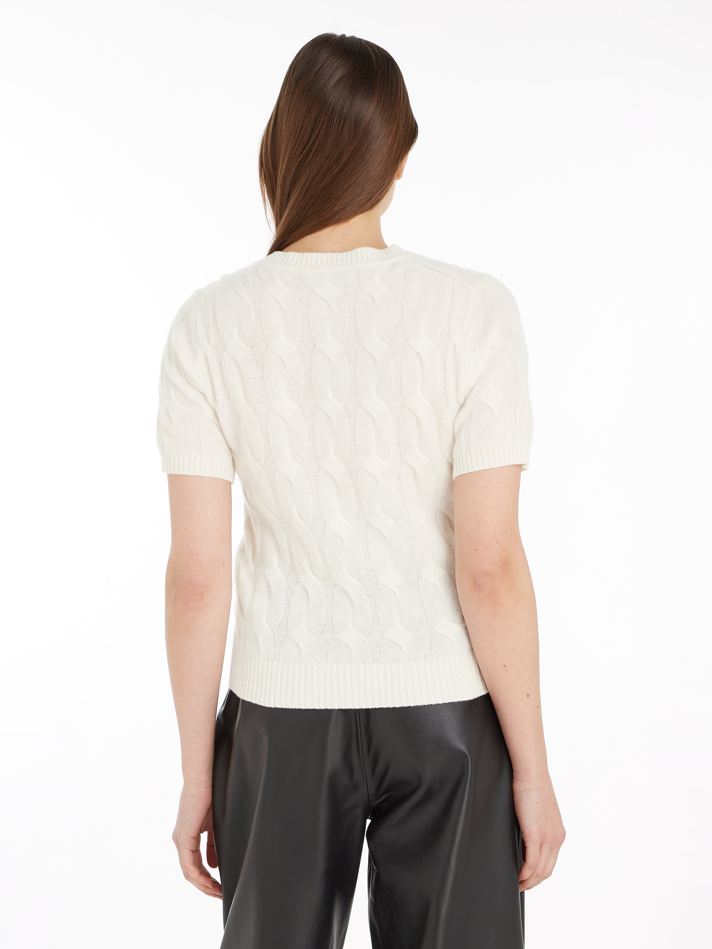 Tommy Hilfiger Strickpullover »SOFT WOOL CABLE SS HENLEY«, mit Zopfmuster, Henley