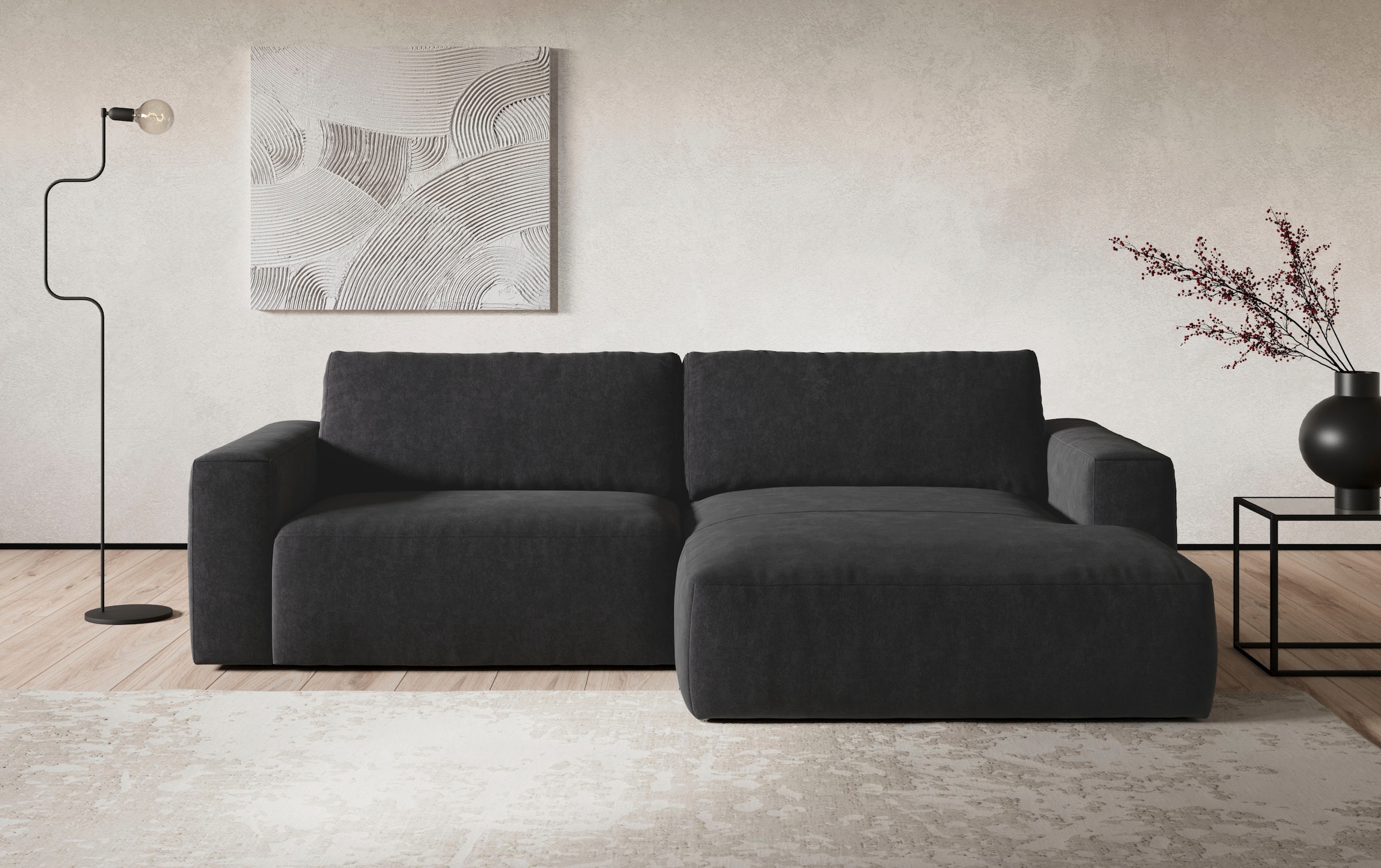 Ecksofa »Lasso L-Form, XL-Sofa«, mit breiter Recamiere im trendigen Cord oder...