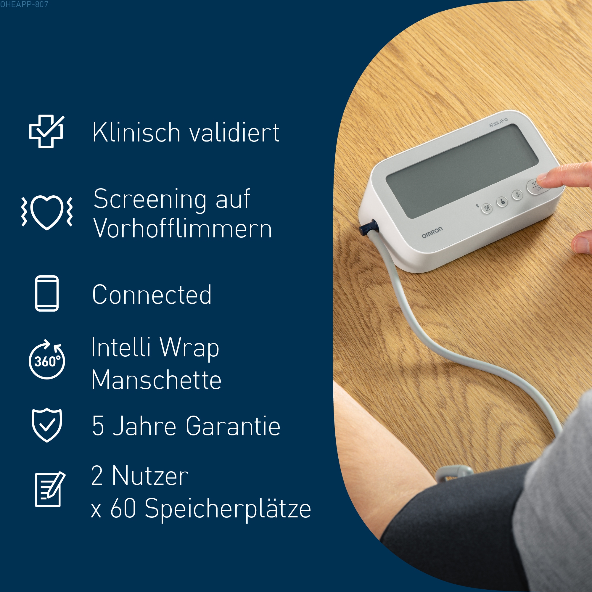 Omron Oberarm-Blutdruckmessgerät »X4 Connect AFib, mit AFib Screening bei jeder Messung und Gratis App« 2 Nutzer, mit Intelli Wrap Manschette (22-42cm), klinisch validiert
