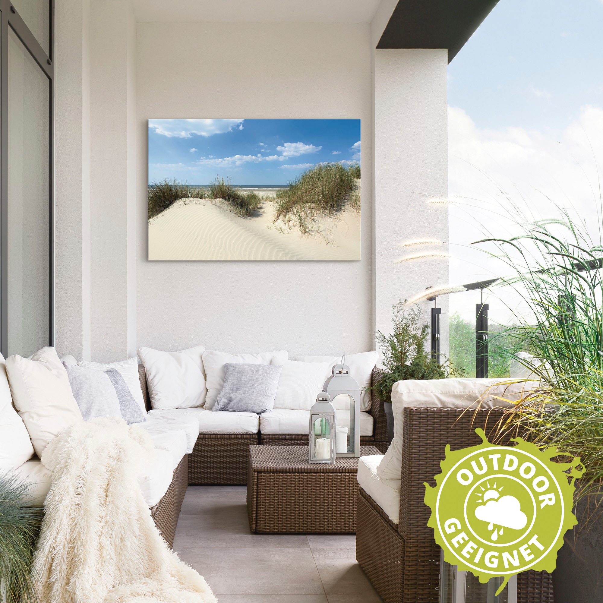 Artland Alu-Dibond-Druck »Düne mit Meeresblick« Strand 1 Stk. tlg. für Innen- und Außenbereich geeignet, Outdoorbild