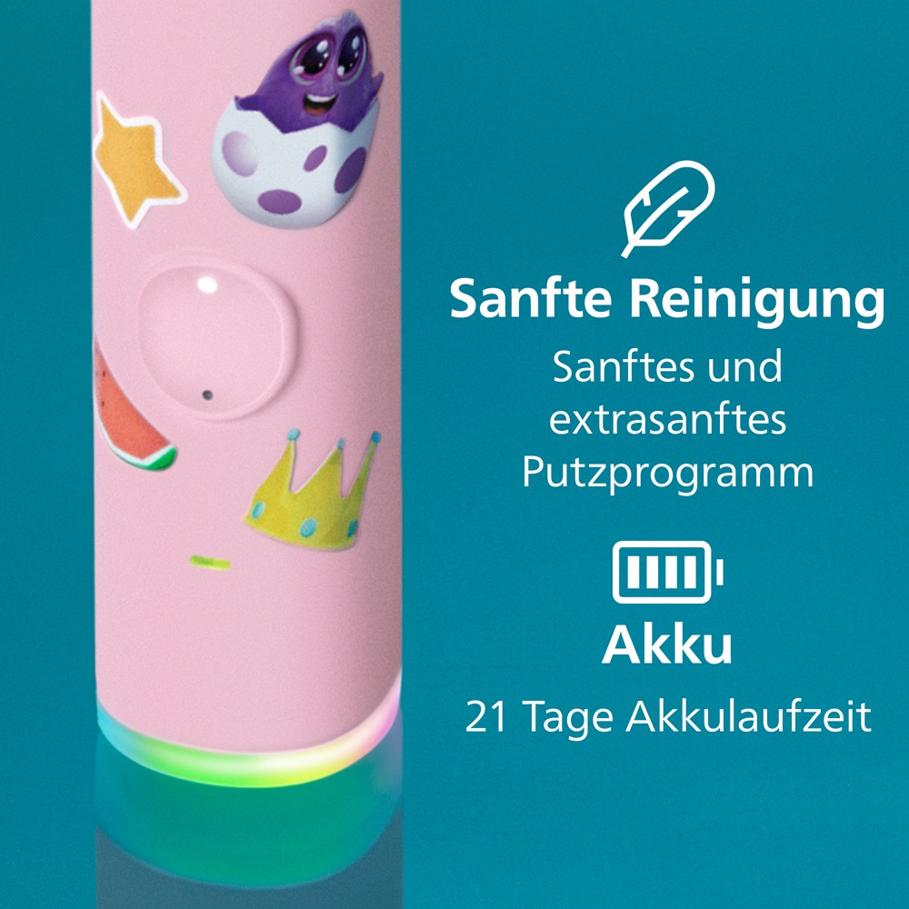 Philips Sonicare Elektrische Zahnbürste »For Kids Smart HX6600« 2 Stk. Aufsteckbürsten mit App-Anbindung, 2 Putzprogrammen und 21 Tagen Akkulaufzeit
