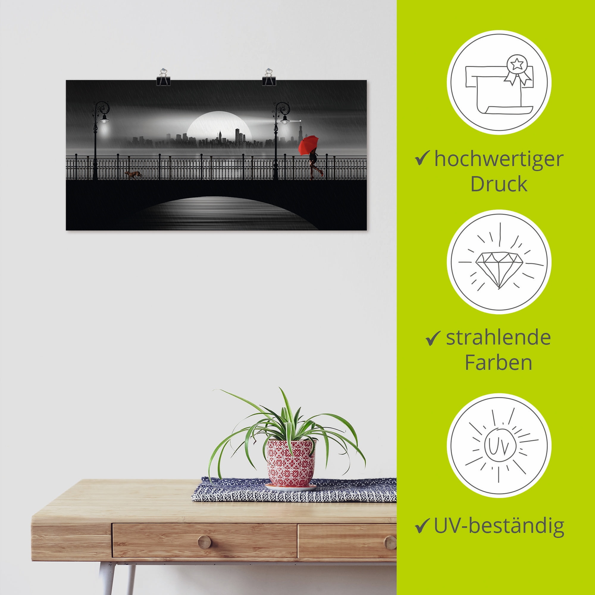 Artland Wandbild »Die Brücke im Regen«, Brücken, (1 St.), als Leinwandbild, Poster in verschied. Größen