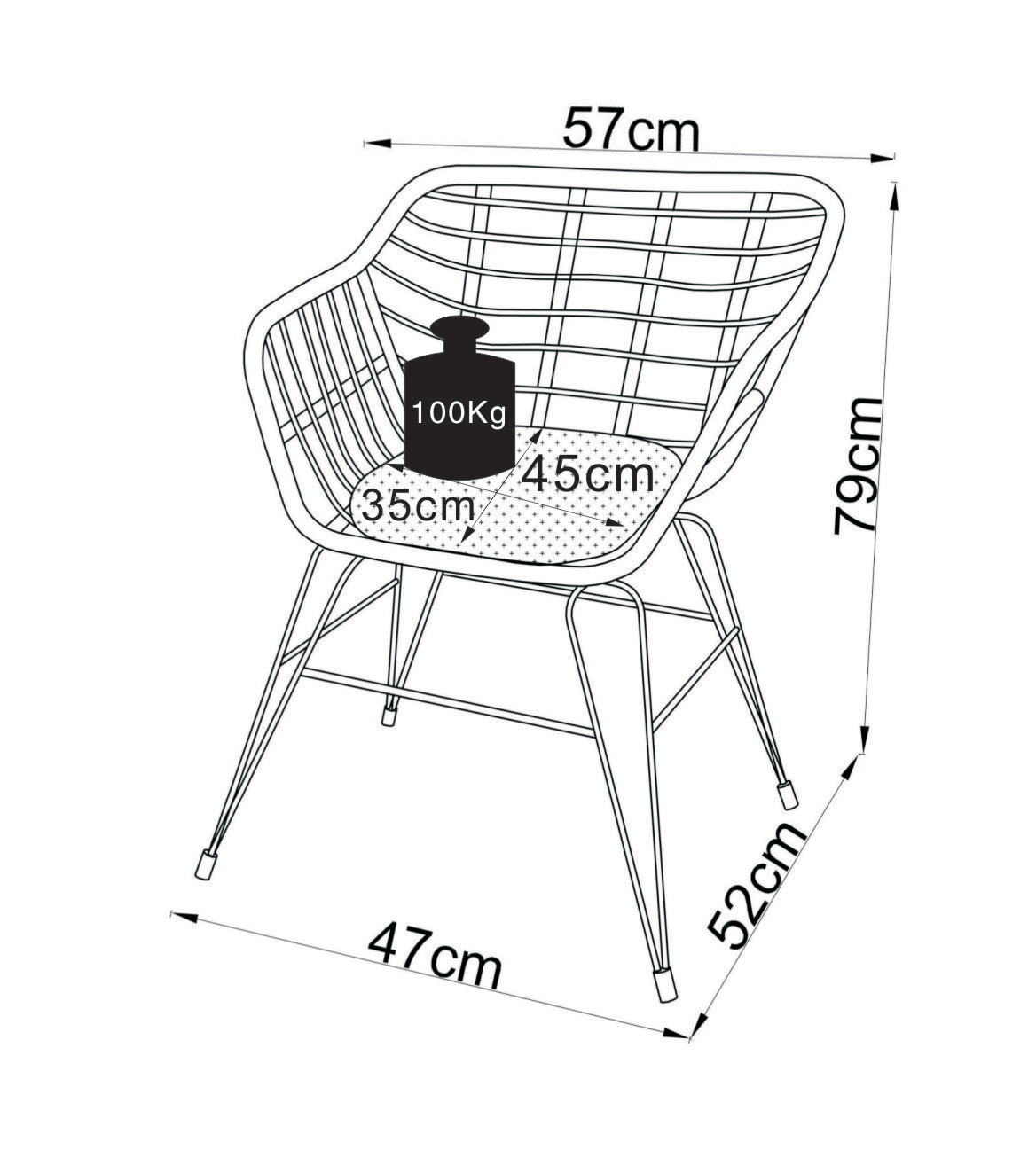 VCM Garten-Essgruppe »VCM 3-tlg Gartenmöbel Set | Sitzgruppe Essgruppe | 1x Tisch, 2x Loungestühle | Tisch Maße ca. H. 42 x B. 45 x T. 45 cm | Maße pro Stuhl ca. H. 79 x B. 57 x T. 52 cm | Lounge Set - Ragali«, (3 tlg., Ragali)