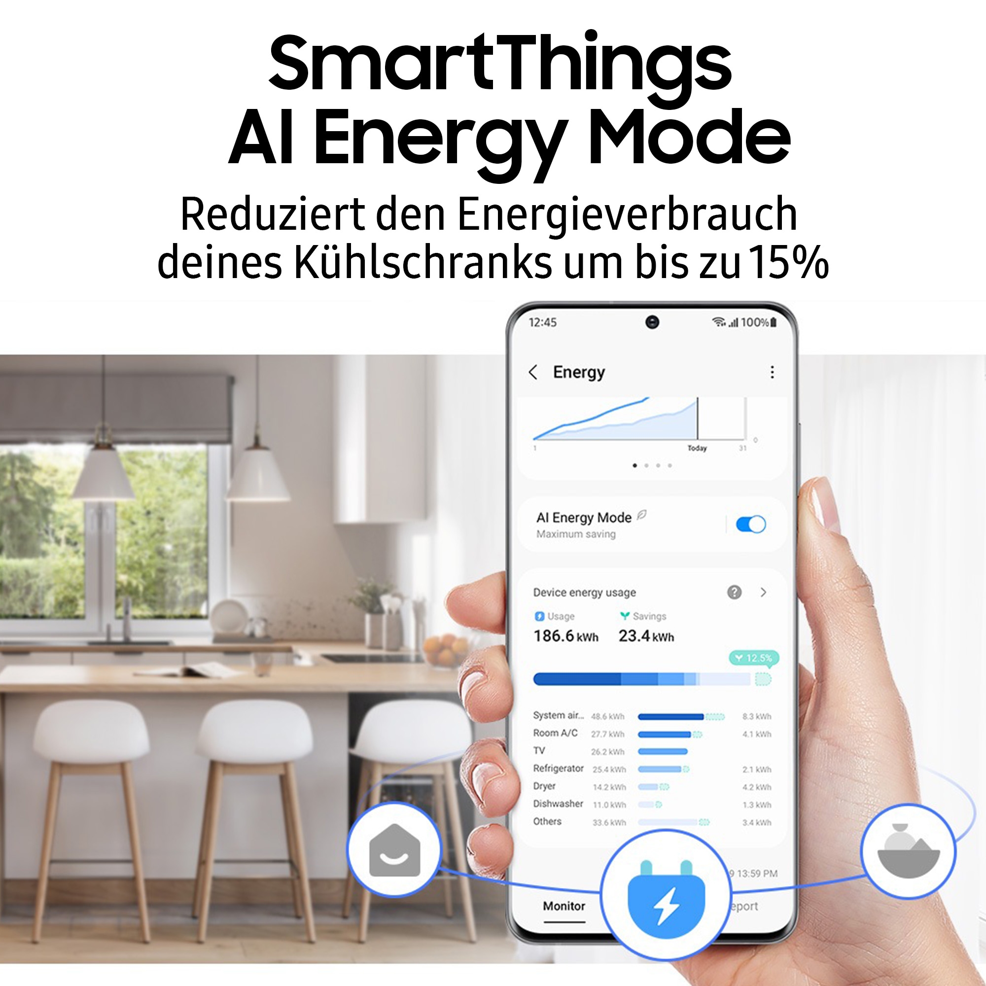 Samsung Kühl-/Gefrierkombination »RL34C652CSA«, RL34C652CSA, 185,3 cm hoch, 59,5 cm breit, No Frost sowie Wifi & AI Energy Mode (SmartThings)