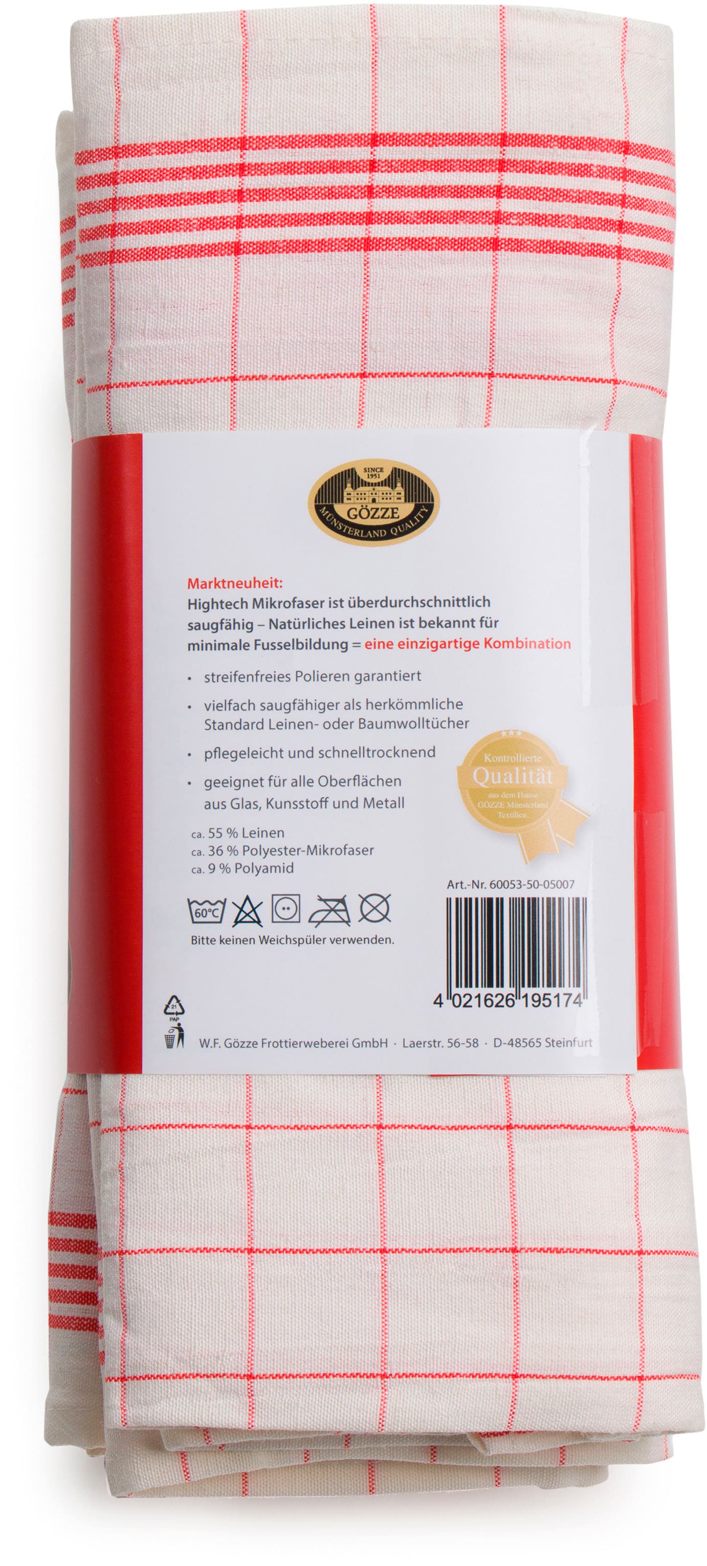 Gözze Geschirrtuch »Gläser und Poliertuch, Des. 60053, 60x80 cm« Mikrofaser