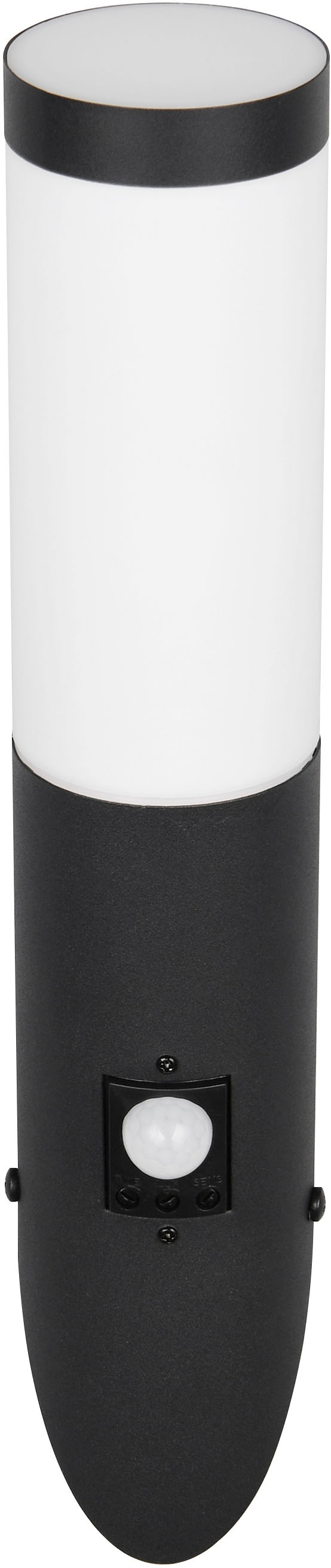 TRIO Leuchten Außen-Wandleuchte »TRIOTO, Outdoor Wandlampe Edelstahl, Wandfackel exkl 1x E27 max 25W« E27 1 Stk. warmweiß - kaltweiß röhrenförmige Hauswand Beleuchtung, Bewegungsmelder, IP44 39cm hoch