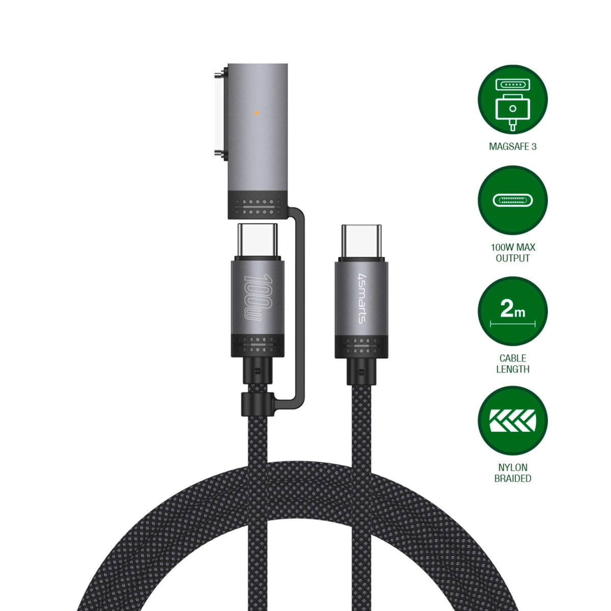 4smarts USB-Kabel »MagSafe 3 Adapter und USB-C Kabel ComboCord 100W 2m«, USB-C