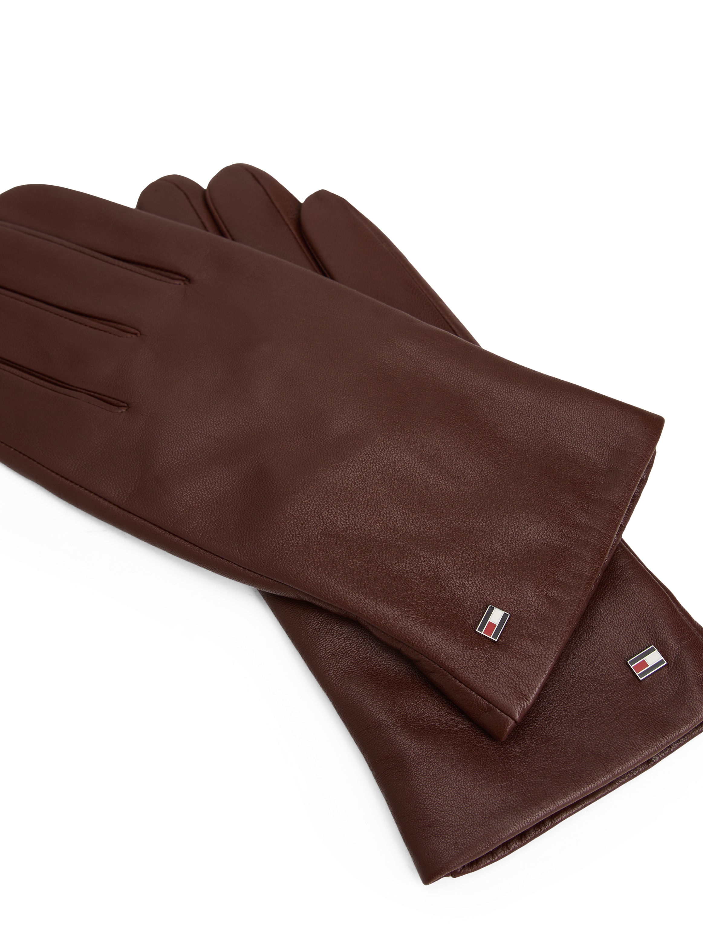 Tommy Hilfiger Lederhandschuhe »ESSENTIAL FLAG LEATHER GLOVES« mit Tommy Hilfiger Flagge