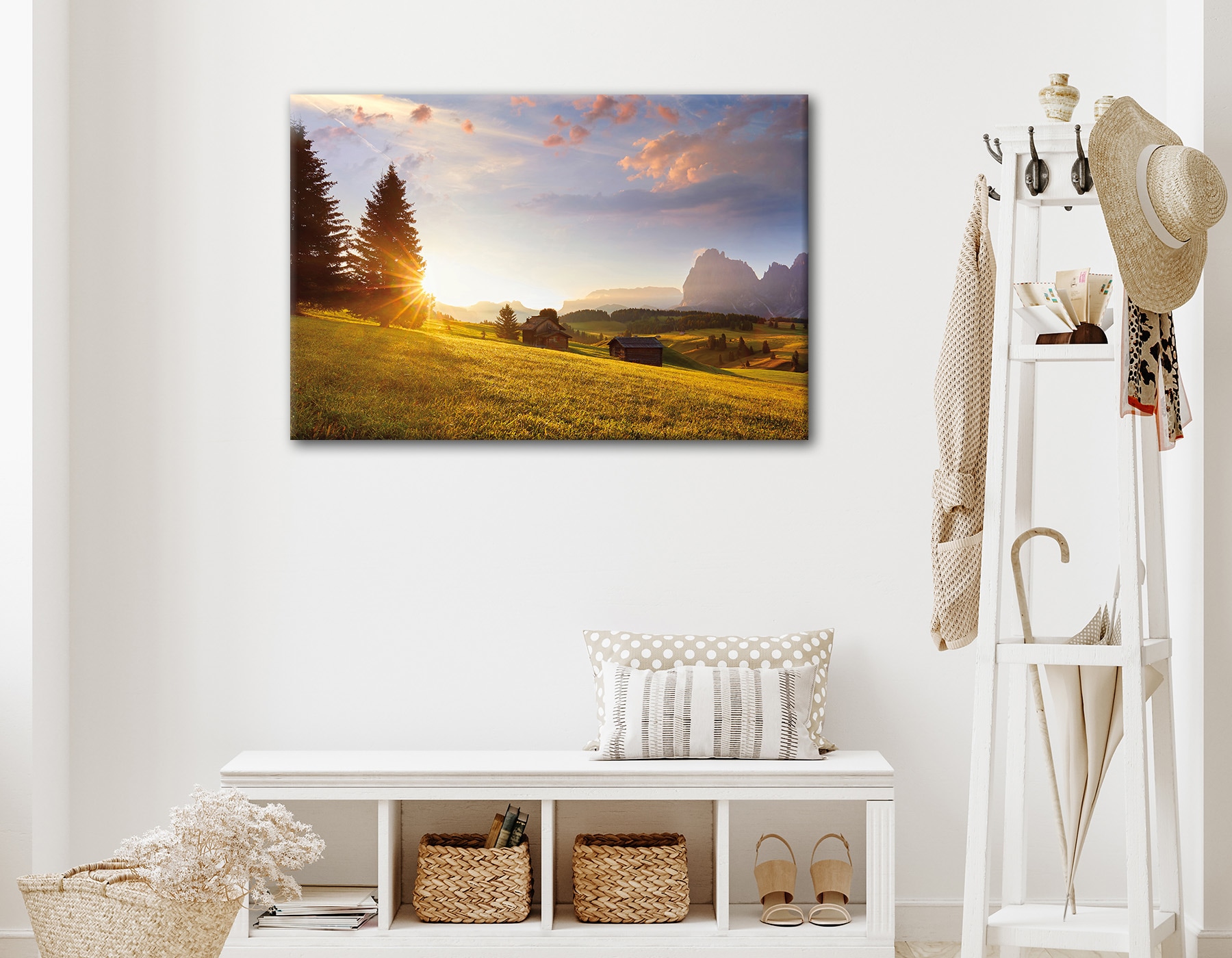 Bönninghoff Bild »Wandbild ALPENLANDSCHAFT 60x90 cm – Leinwandbild Keilrahmen Deko« Berge | Berge & Alpenbilder | Sonnenuntergang auf Keilrahmen gespannt