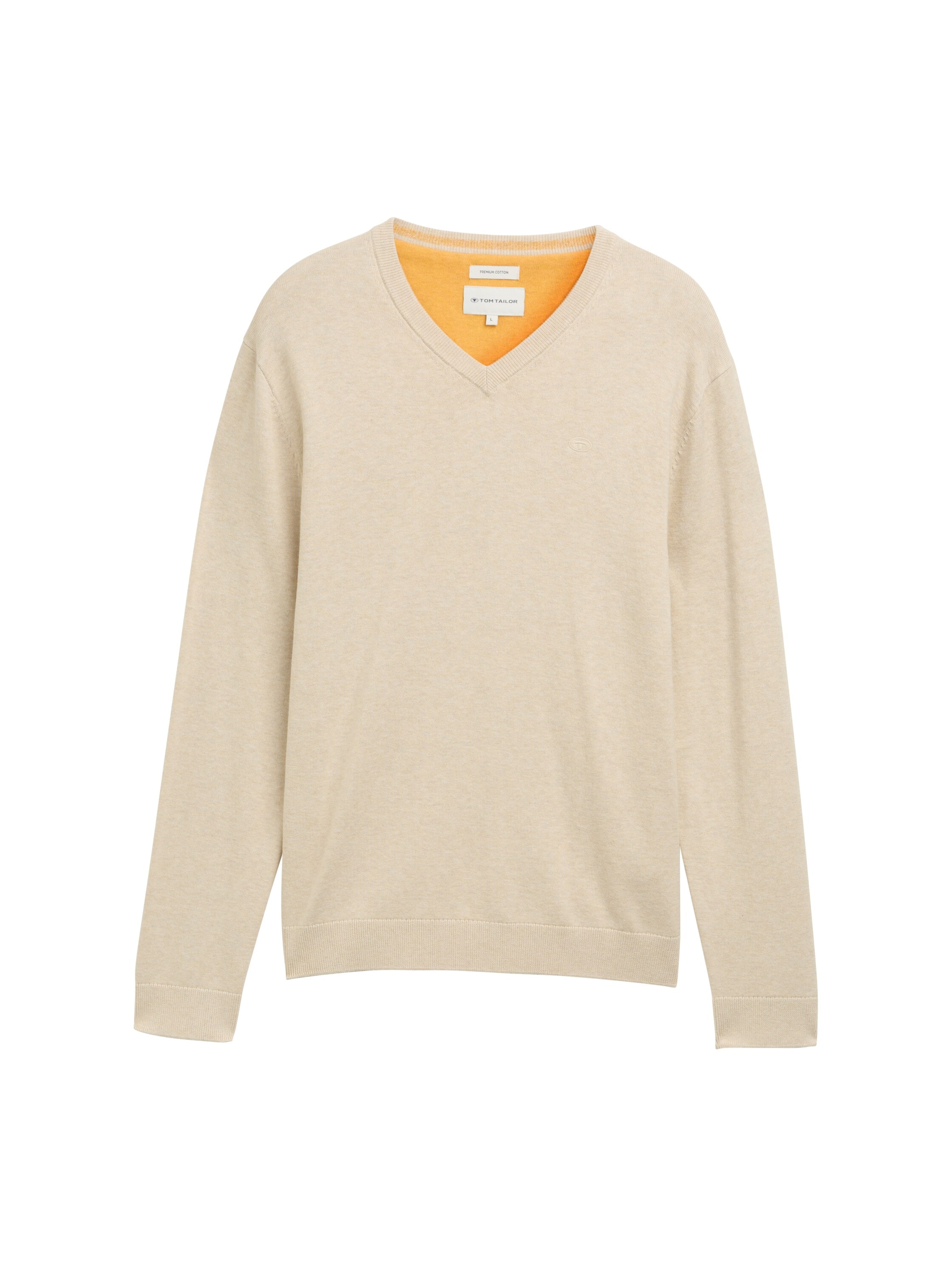 TOM TAILOR V-Ausschnitt-Pullover, mit kleiner Logo-Stickerei