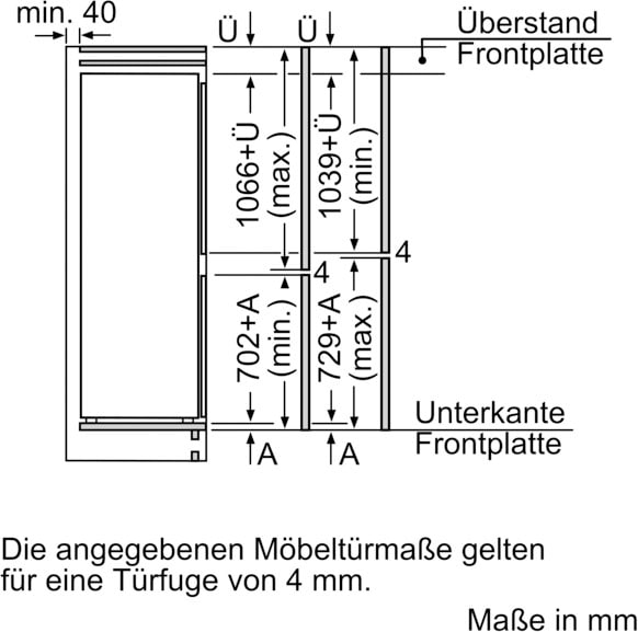 BOSCH Einbaukühlgefrierkombination »KIF86PFE0«, KIF86PFE0, 177,2 cm hoch, 55,8 cm breit