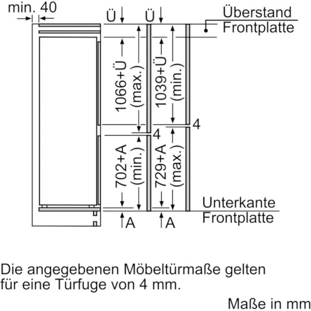 BOSCH Einbaukühlgefrierkombination »KIF86PFE0«, KIF86PFE0, 177,2 cm hoch, 55,8 cm breit