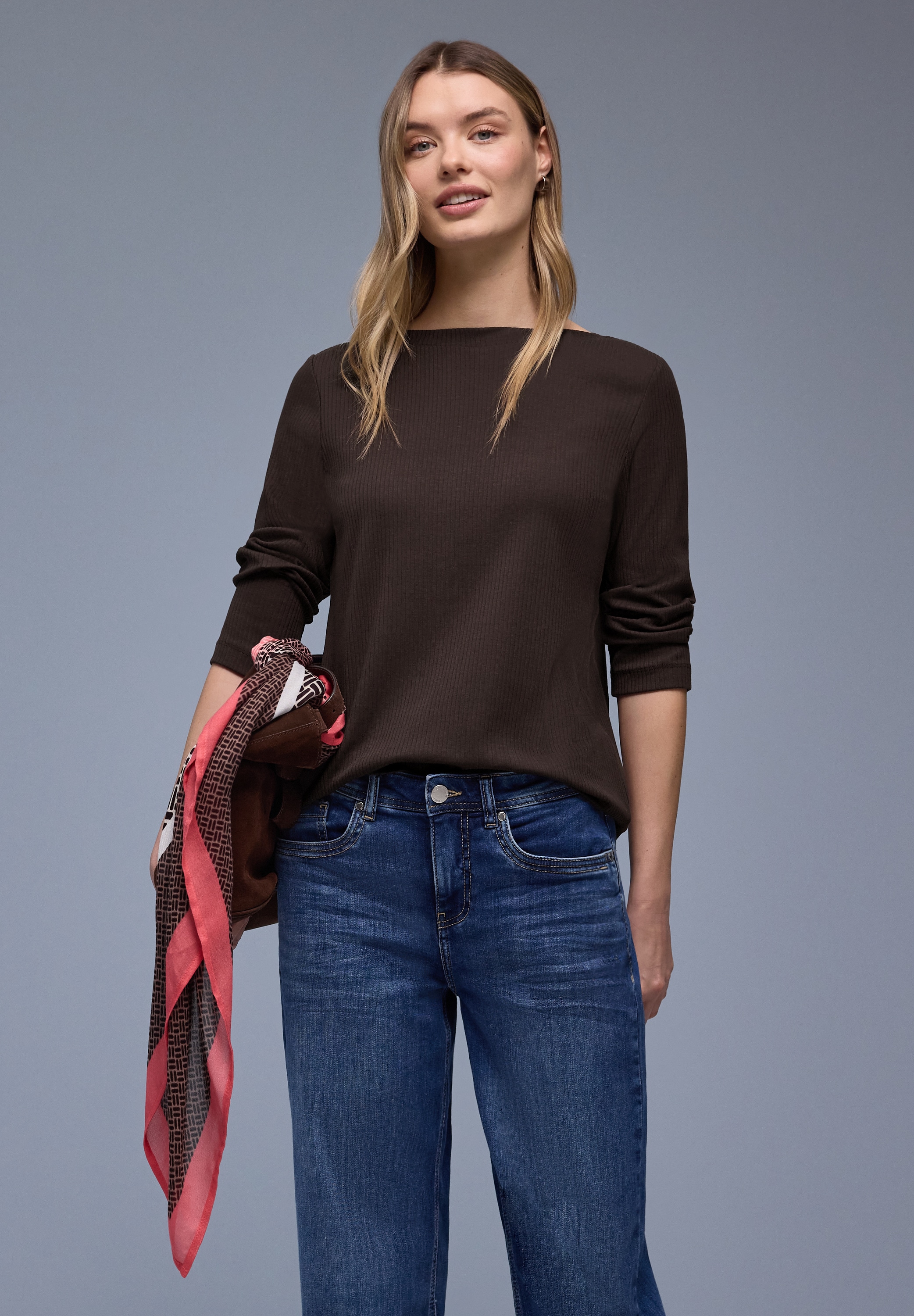 STREET ONE 3/4-Arm-Shirt in Rippstruktur