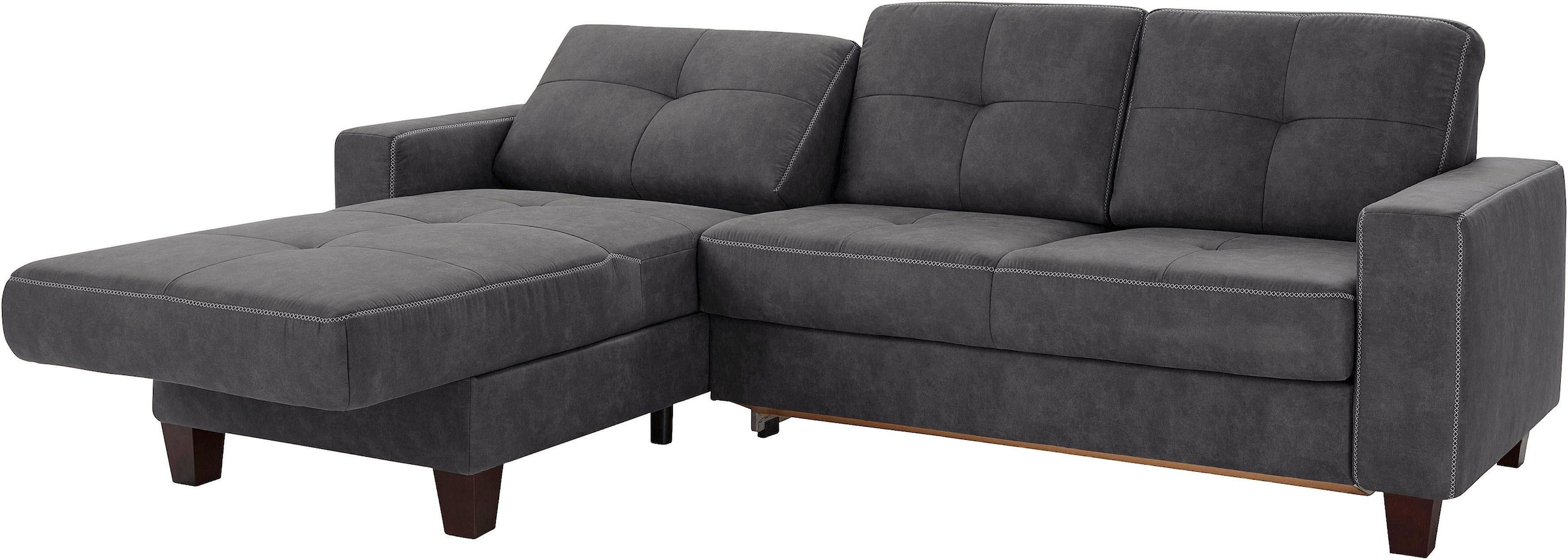 Places of Style Ecksofa »Varese L-Form«, wahlweise mit Bettfunktion und Vorziehfunktion