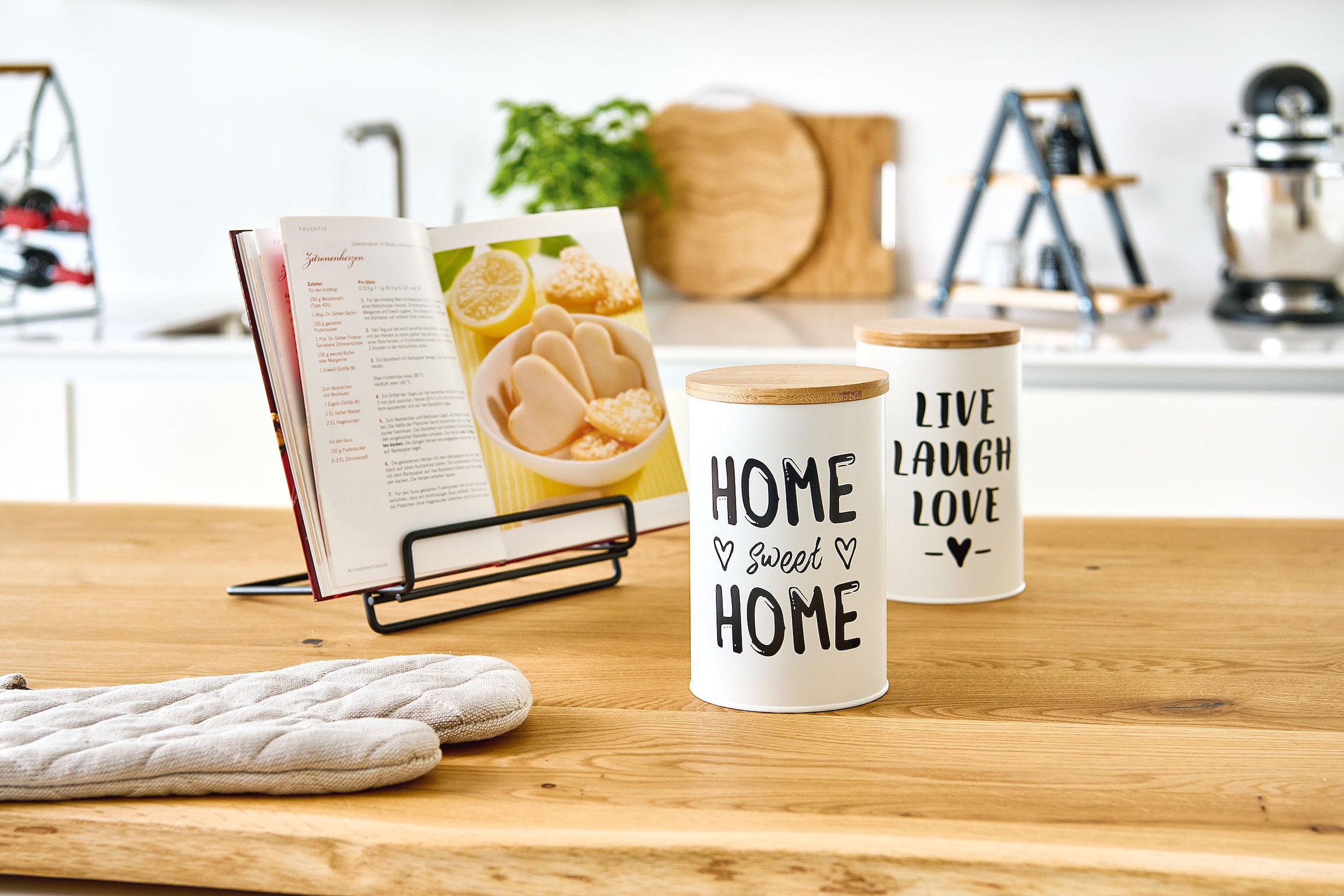 Zeller Present Vorratsdose »Quotes«, (Set, 2 tlg.), moderner Schriftzug, mit Bambusdeckel, 1000 ml