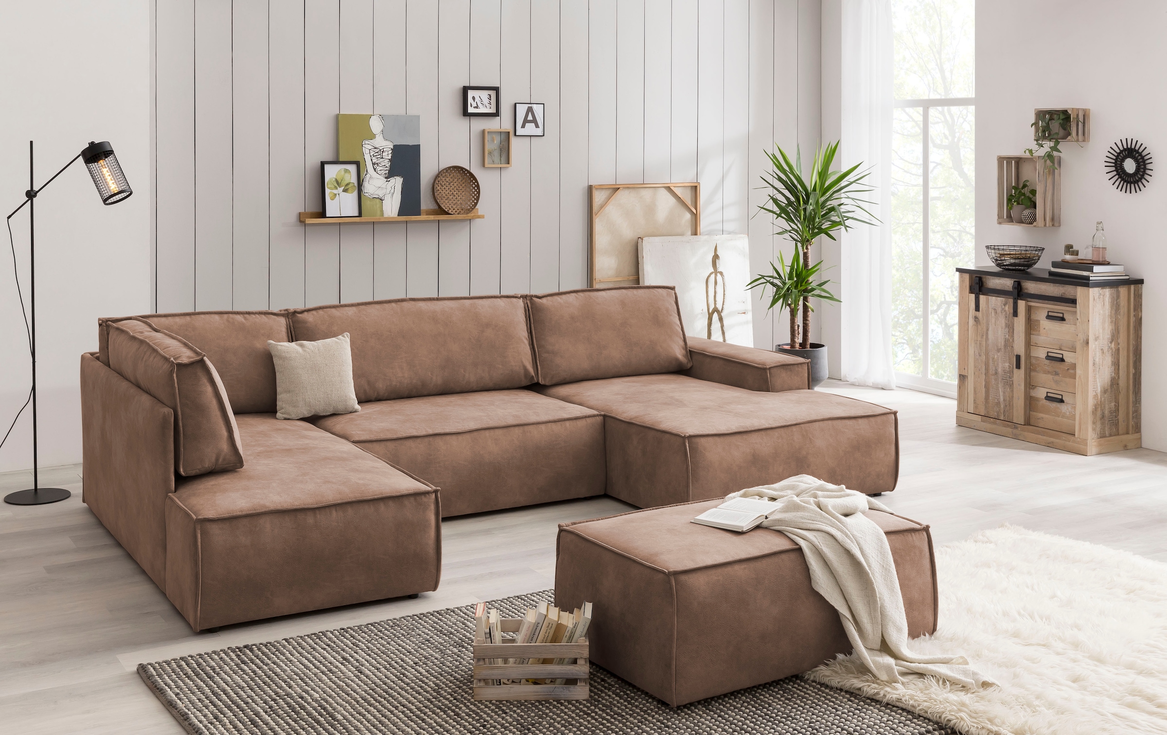 Home affaire Hocker »SHERWOOD, Polsterhocker in 3 Stoffarten verfügbar«, passend zur Polster-Serie SHERWOOD