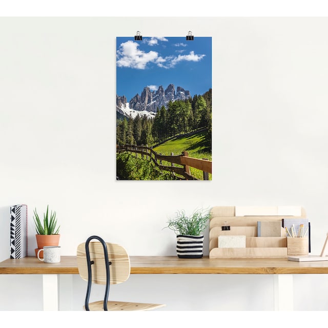 Artland Wandbild »Villnösstal mit Dolomiten, Südtirol«, Berge &  Alpenbilder, (1 St.), als Alubild, Leinwandbild, Wandaufkleber oder Poster  in versch. Größen auf Raten kaufen