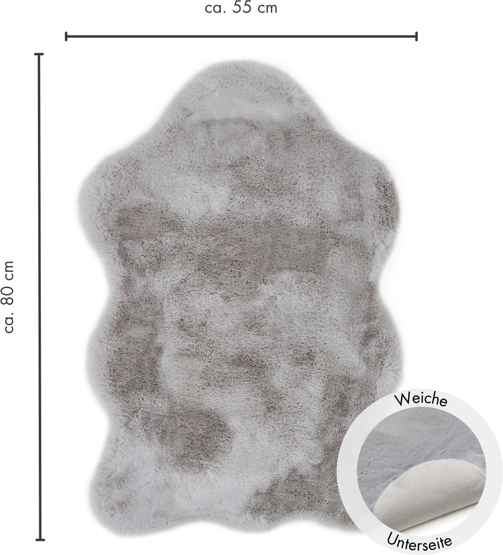 my home Fellteppich »Lugano« fellförmig 30 mm Höhe Kunstfell, Uni Farben, weich & kuschelig, auch als 2er Set erhältlich