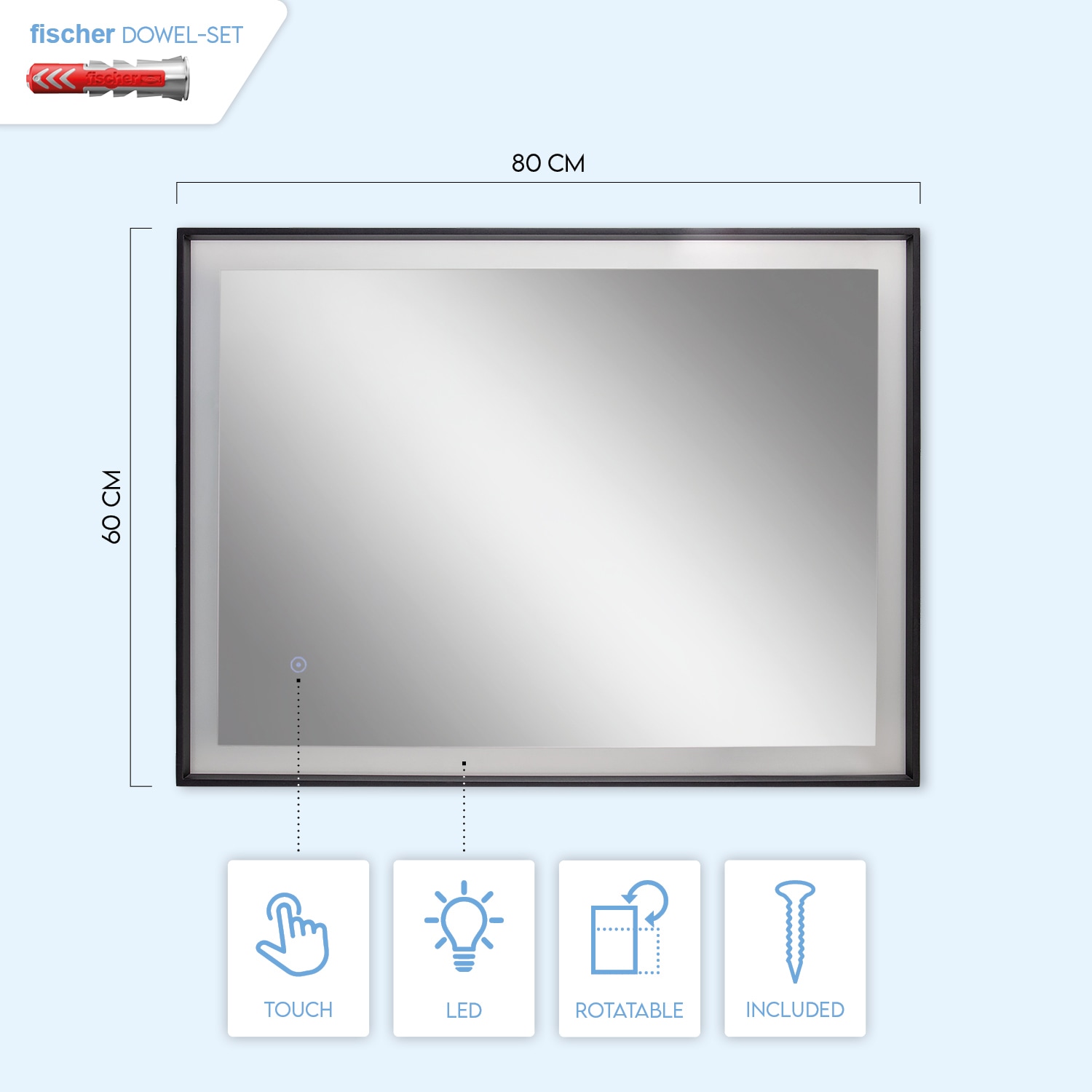 mit Spiegel Paco Rechteckig Badspiegel Touch- Home kaufen Garantie | »JENNY«, 3 online IP44 Beleuchteter XXL Backlight LED Wandleuchte Jahren