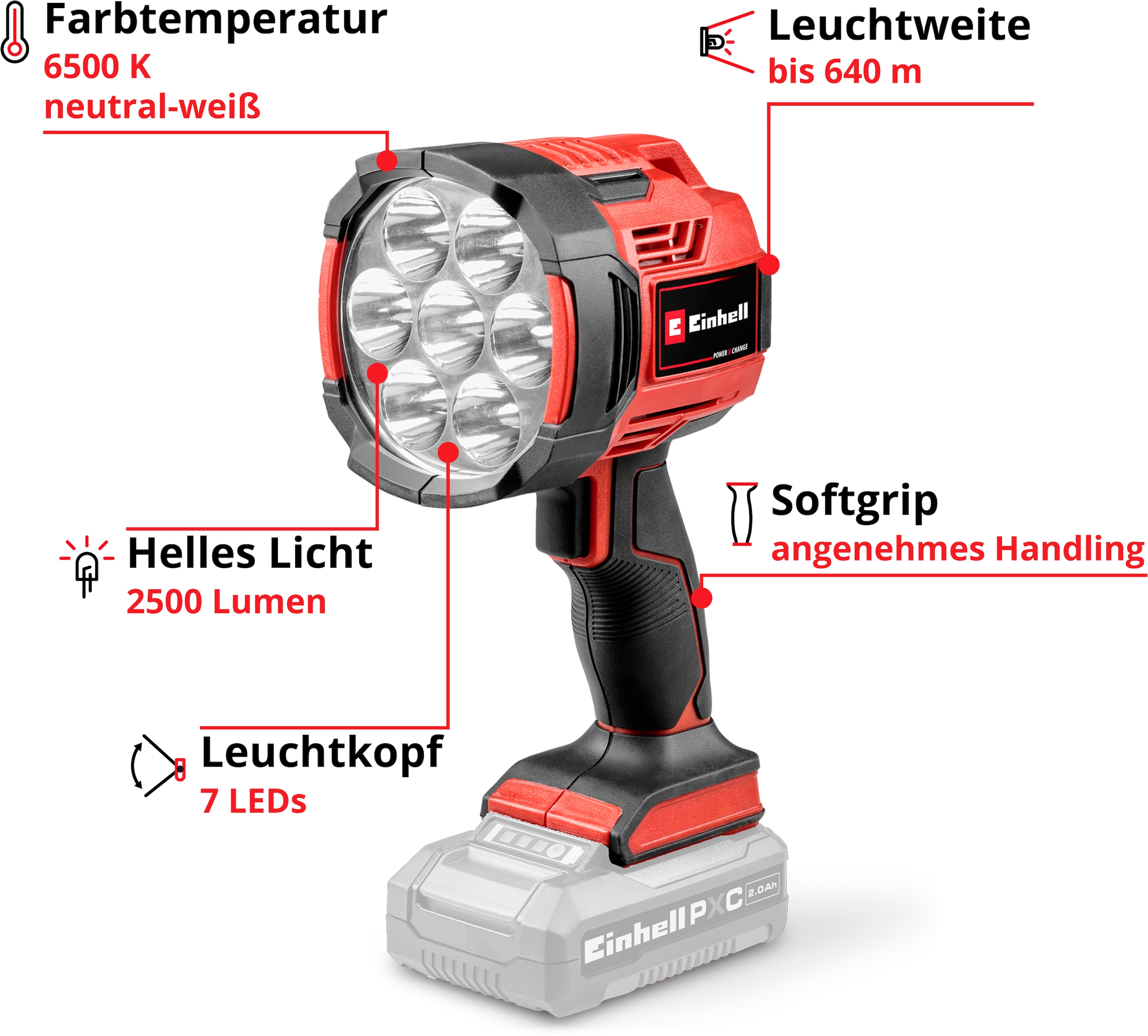 Einhell LED Arbeitsleuchte »TE-CL 18/2500 Li - Solo, Akku-Lampe« ohne Akku und Ladegerät
