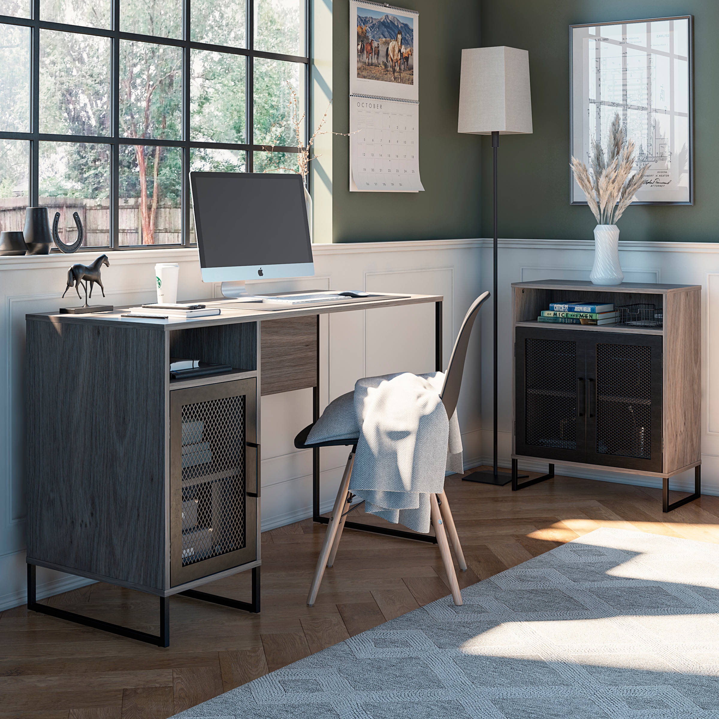 Dorel Home Aktenschrank »Purdue«, Türen mit Magnetverschluß, Mesh aus Metall, Breite 61 cm, Höhe 76,5 cm