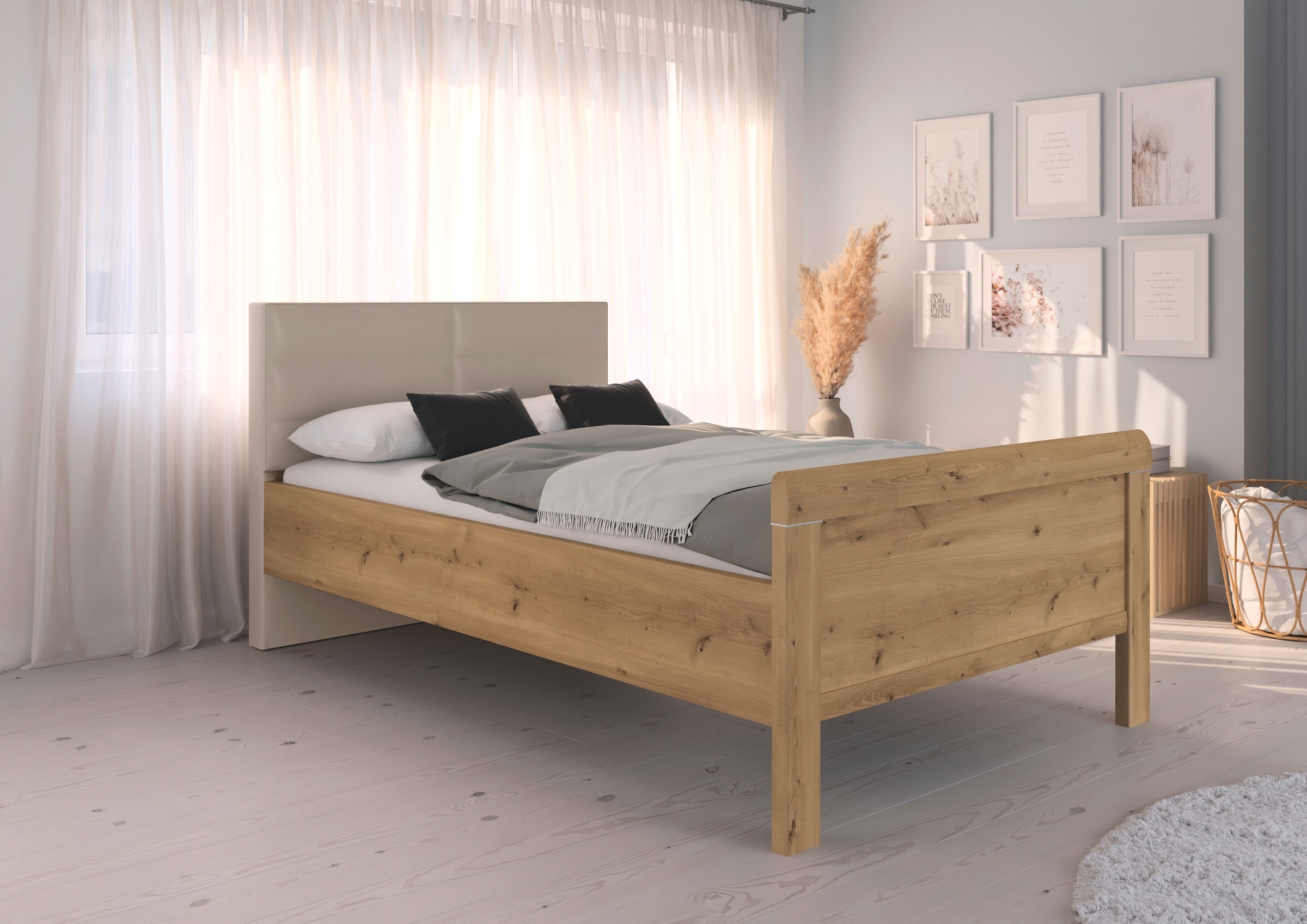 rauch Bett »Bett Einzelbett Stollenbett EVELYN«, in Komforthöhe mit Polsterkopfteil in elegantem Stil MADE IN GERMANY