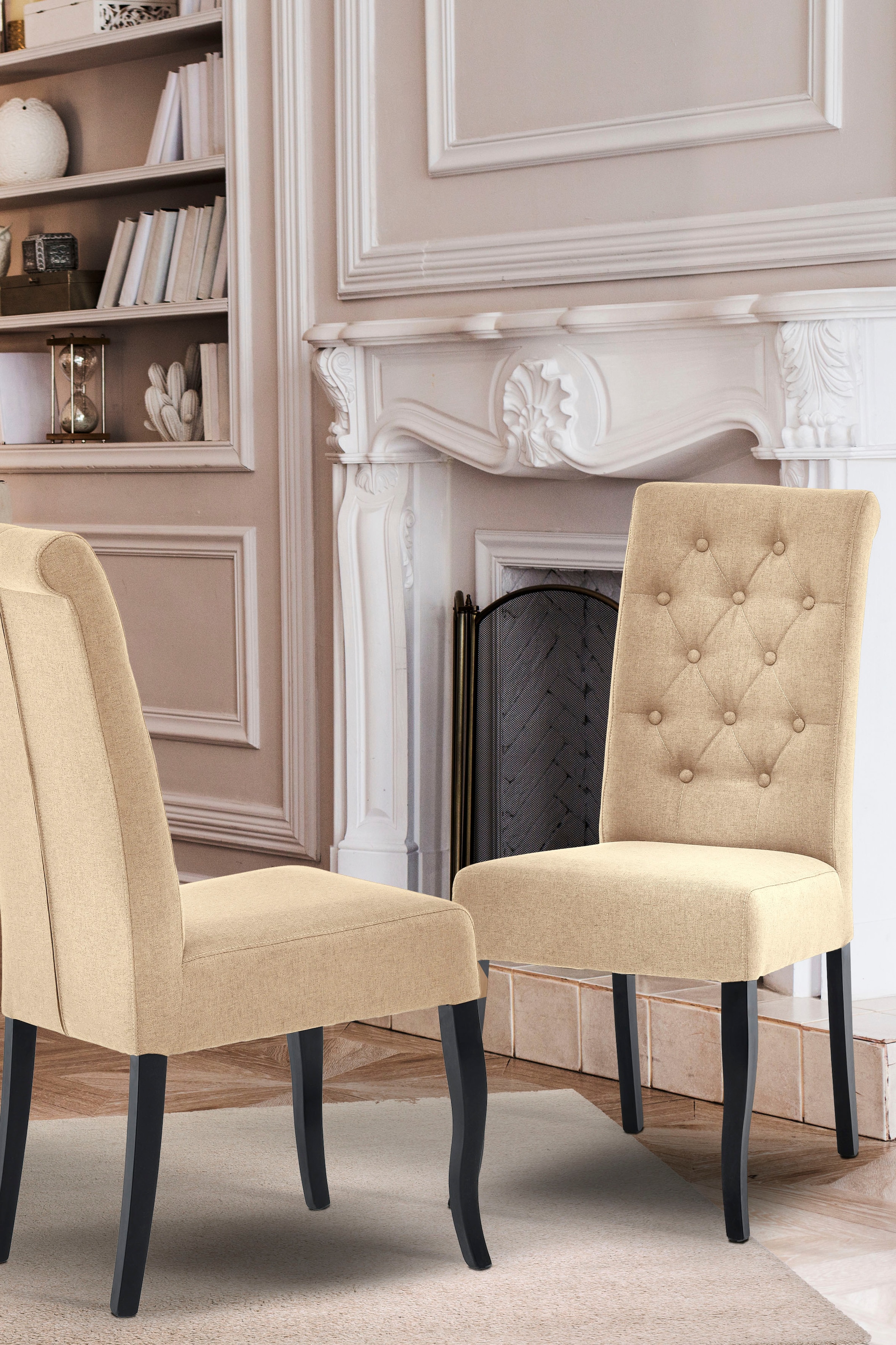 Home affaire 4-Fußstuhl »Caputh«, (Set), 2 St., Microfaser, im 2er-Set, aus massiver... kaufen