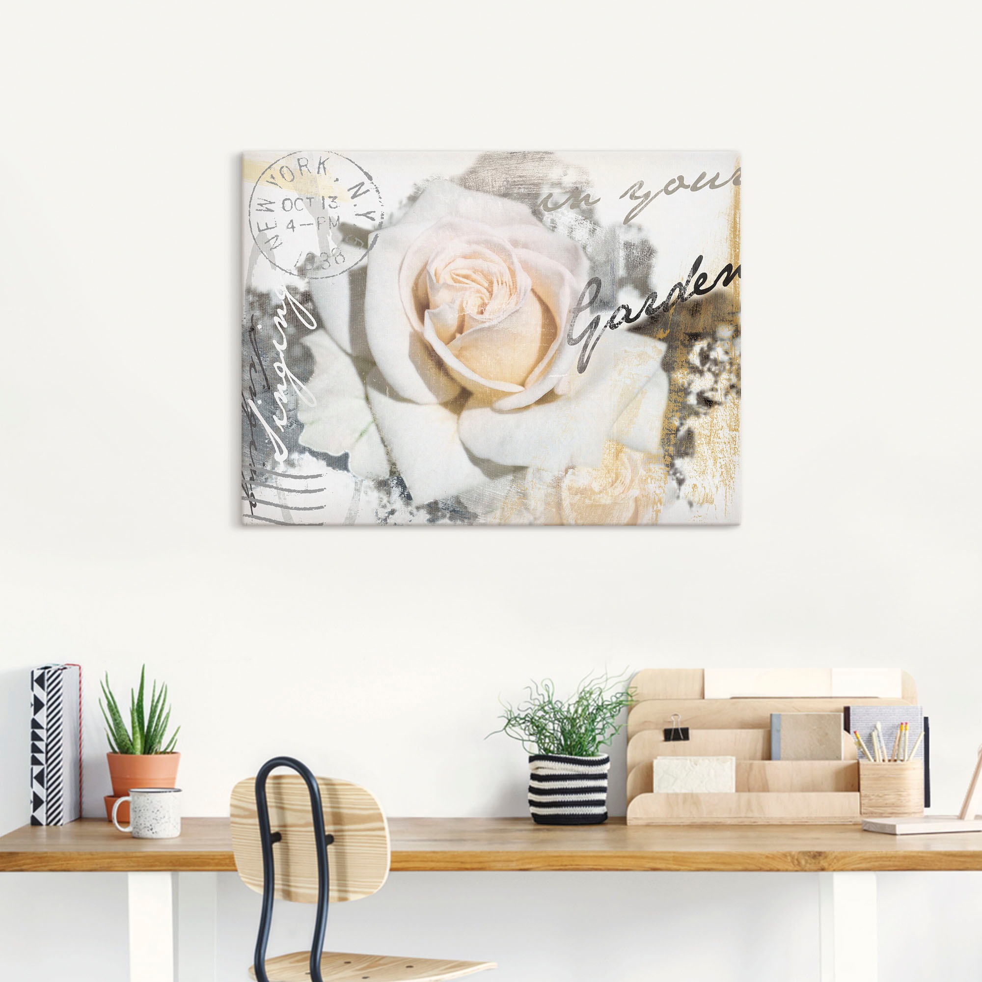 Artland Wandbild »In Buchstaben - Rose«, Blumen, (1 St.), als Leinwandbild, Poster, Wandaufkleber in verschied. Größen