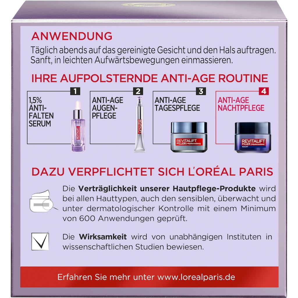 L'ORÉAL PARIS Nachtcreme »Revitalift Filler Nachtpflege«