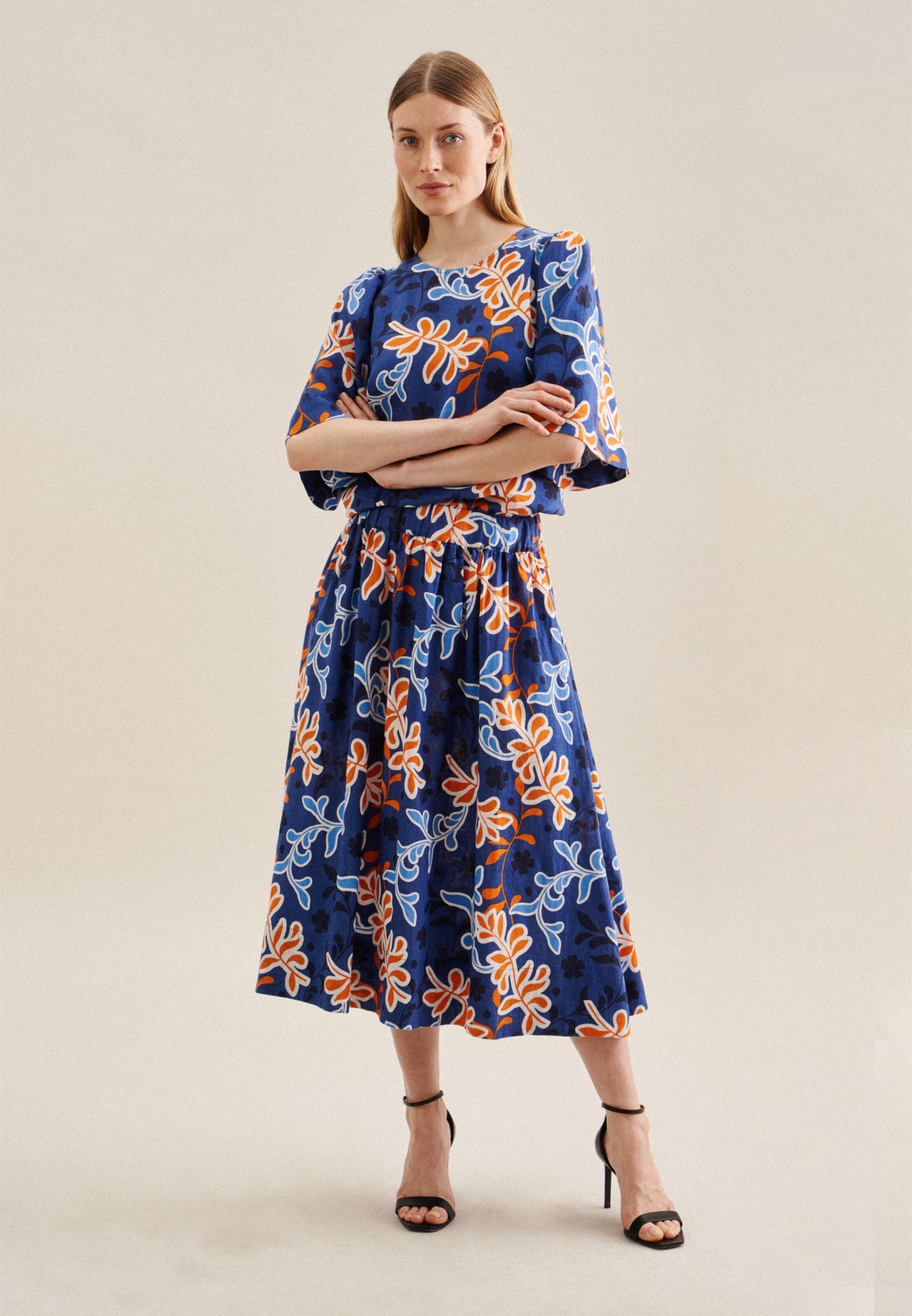 seidensticker Shirtbluse »Schwarze Rose« Kurzarm Rundhals Druck