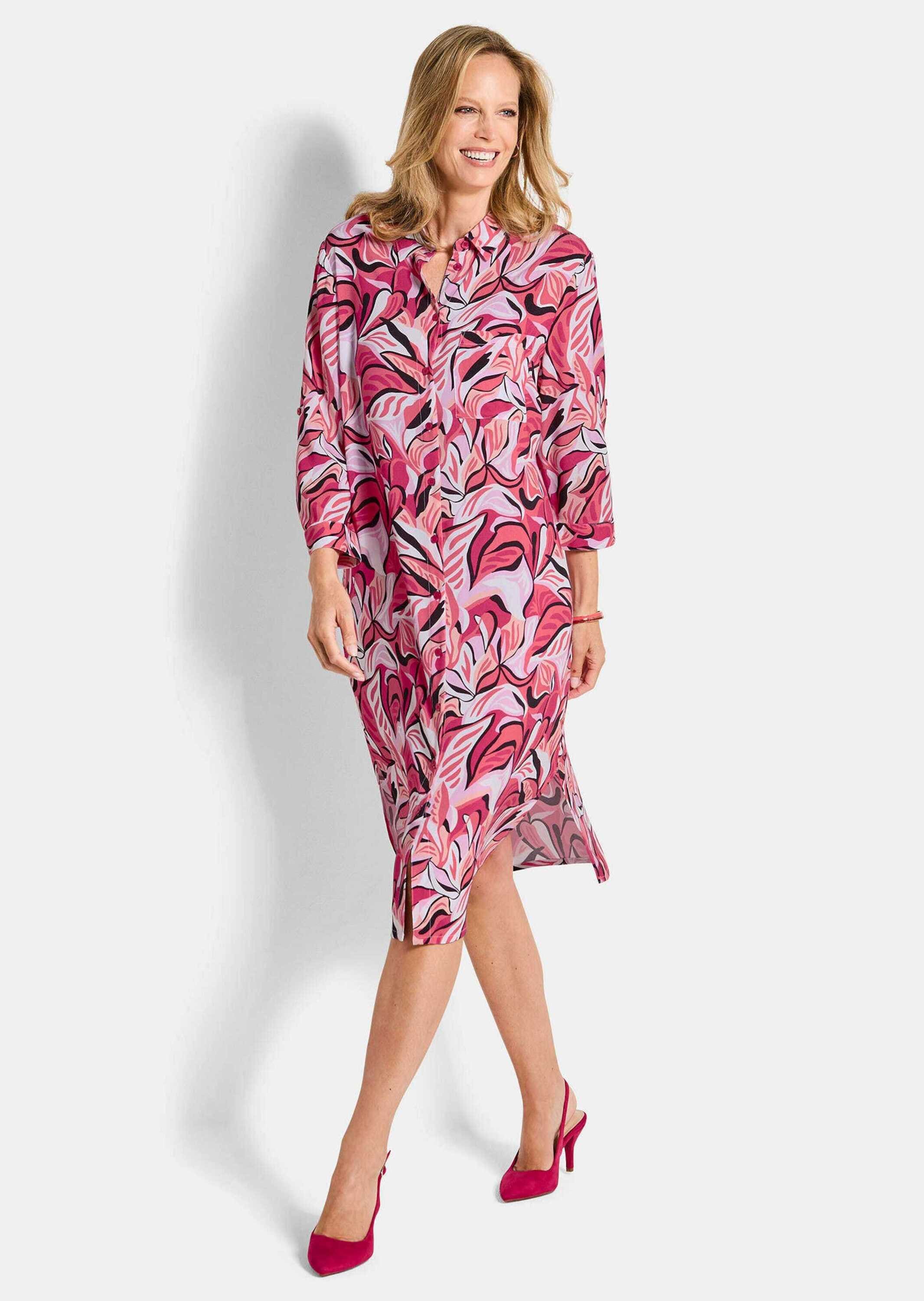 GOLDNER Sommerkleid »Kurzgröße Druckkleid mit floralem Muster« Taschen in der Seiennaht