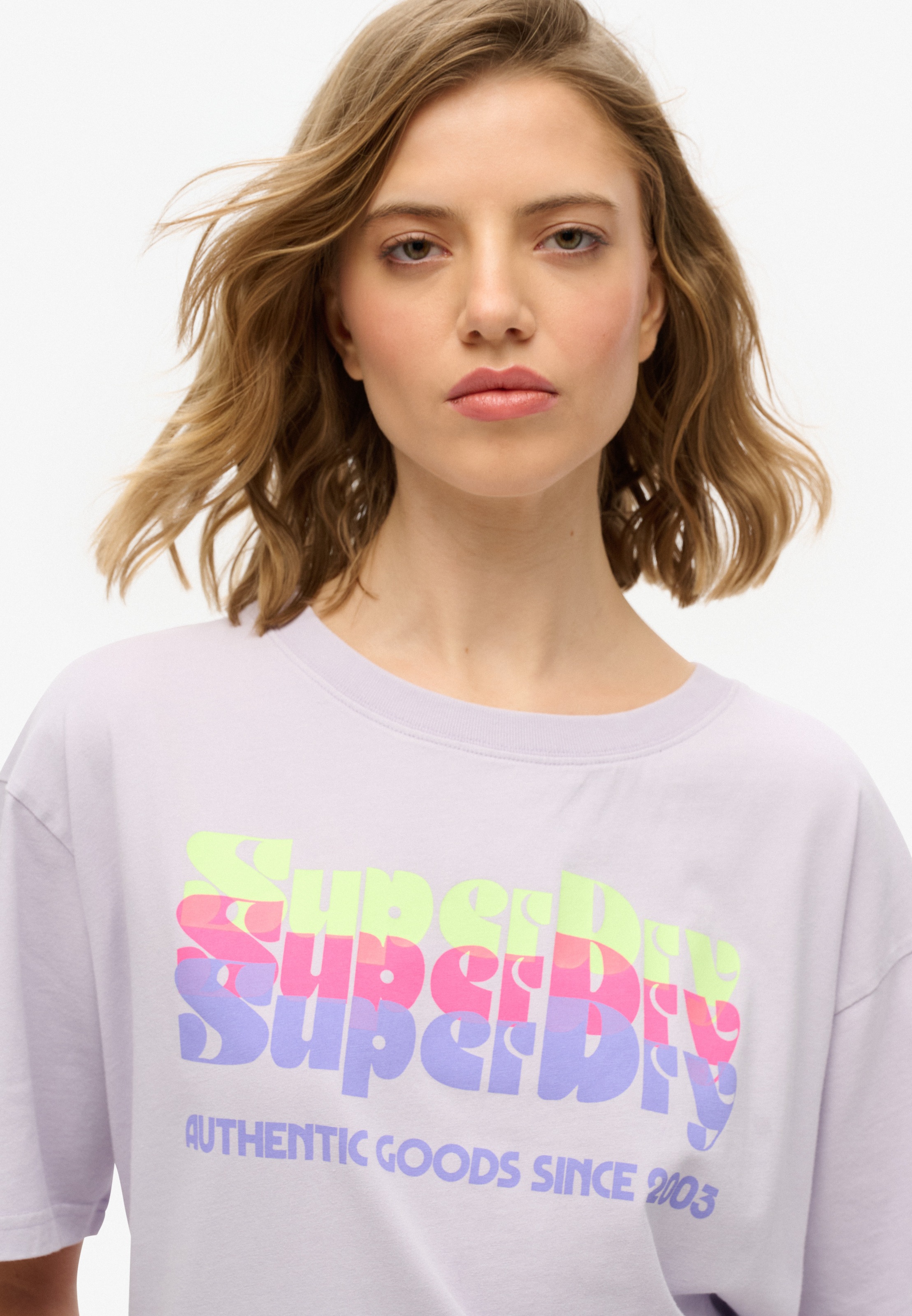 Superdry Rundhalsshirt »SU-NEON RAINBOW OVERSIZED TEE«