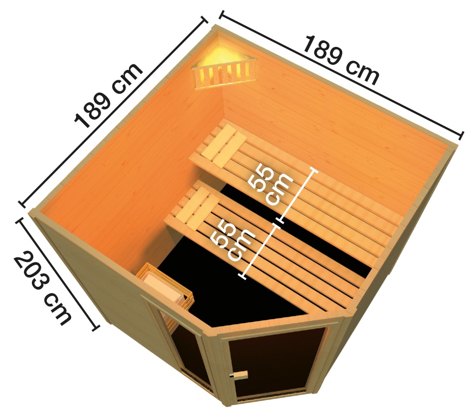 weka Sauna »L_ars Eck 2«, 7,5 kW Ofen mit ext. Steuerung
