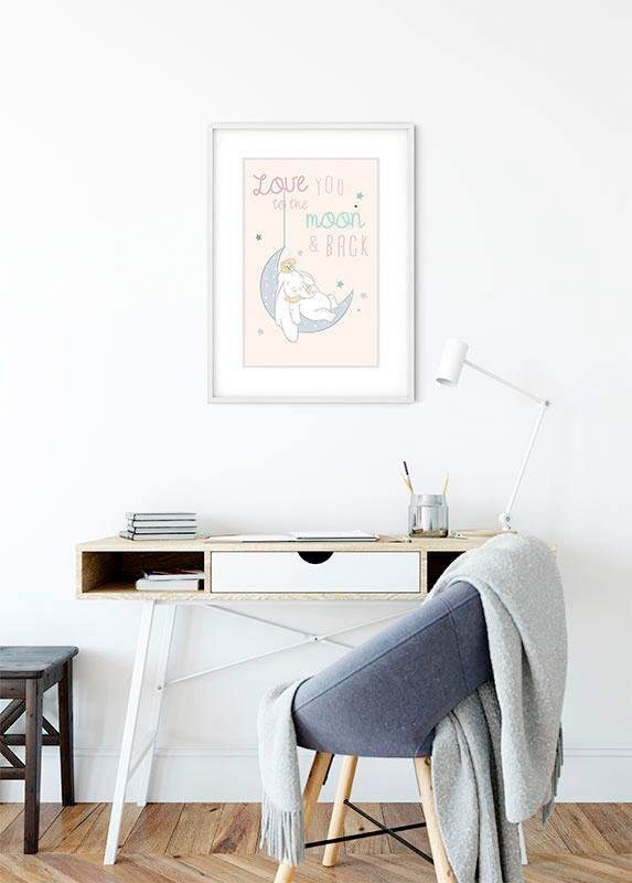 Komar Bild »Dumbo Moon«, Disney, (1 St.), Wandbild zur Dekoration im Kinderzimmer - ohne Rahmen