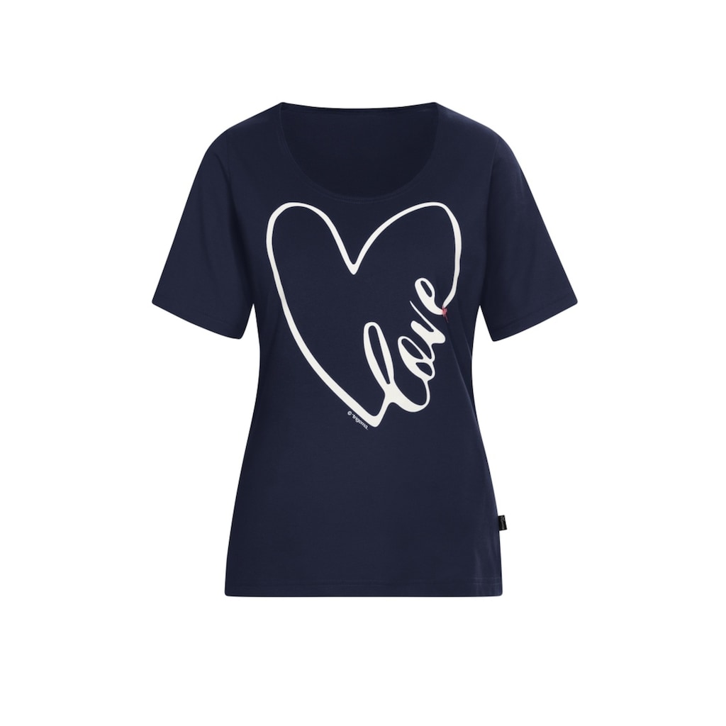 Trigema Pyjamaoberteil »TRIGEMA T-Shirt mit großem Herz-Motiv«, (1 tlg.)