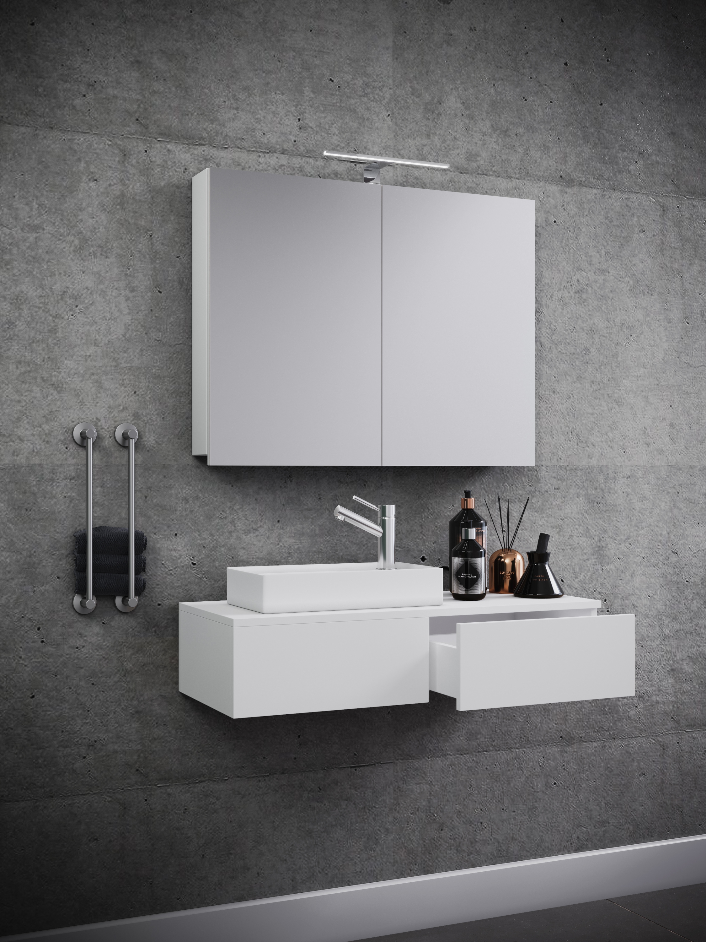 VCM Waschbeckenunterschrank »VCM 3-tlg Set | Waschplatz für Gäste WC | Gästebad | Waschtisch | Badezimmer Set - Gudas SC« 3 Stk. tlg.