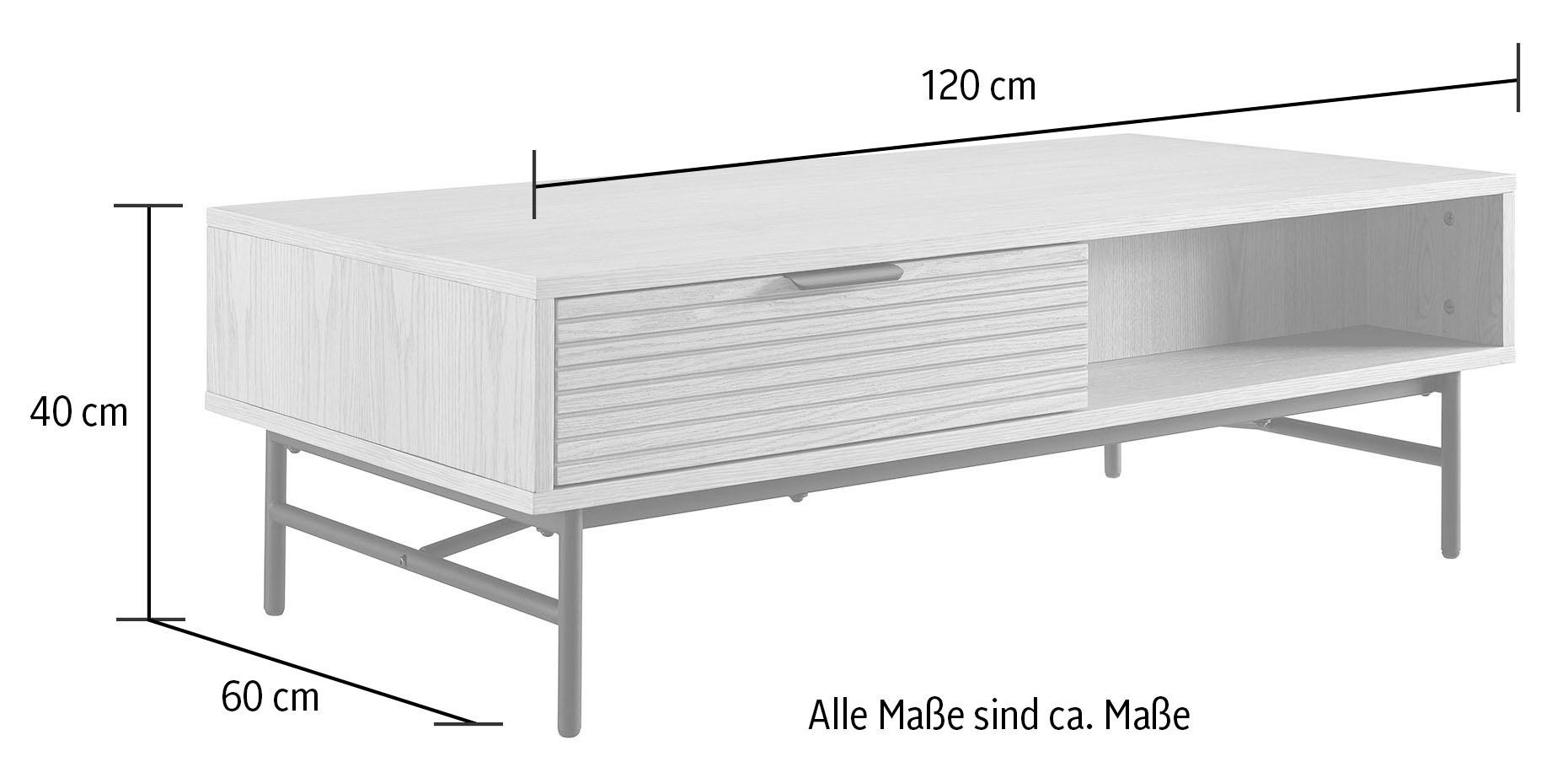 SalesFever Couchtisch, Eiche Echtholzfurnier