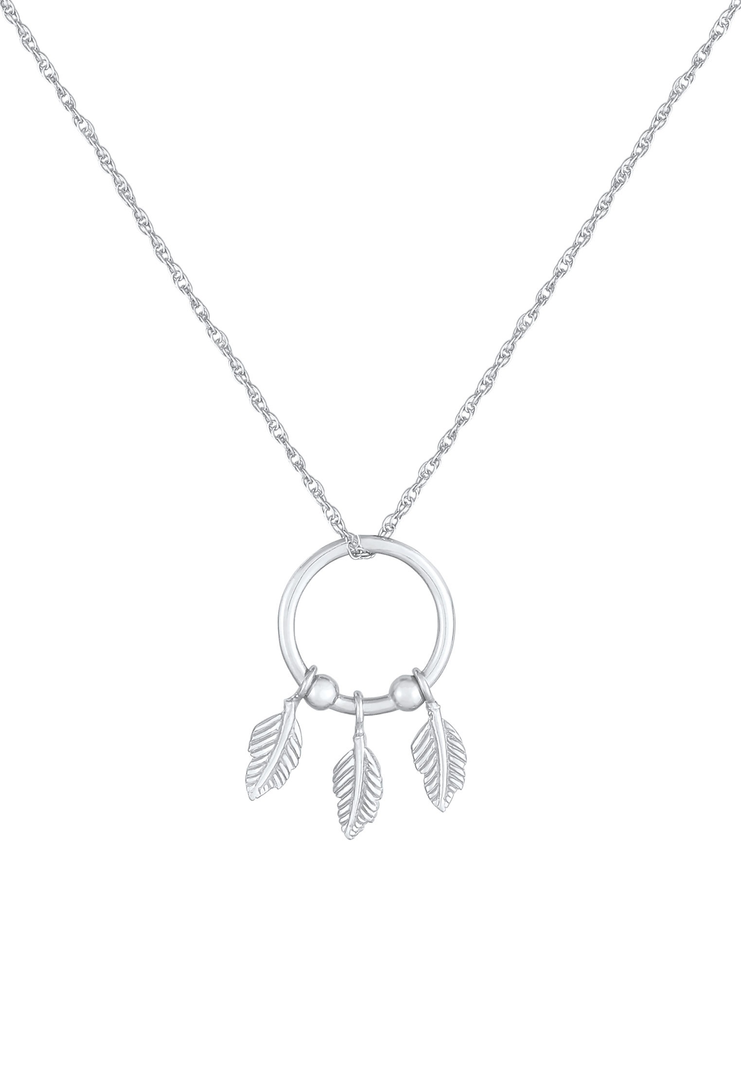 Elli Kette mit Anhänger »Halskette Feder Boho Hippie Ring 925 Silber«