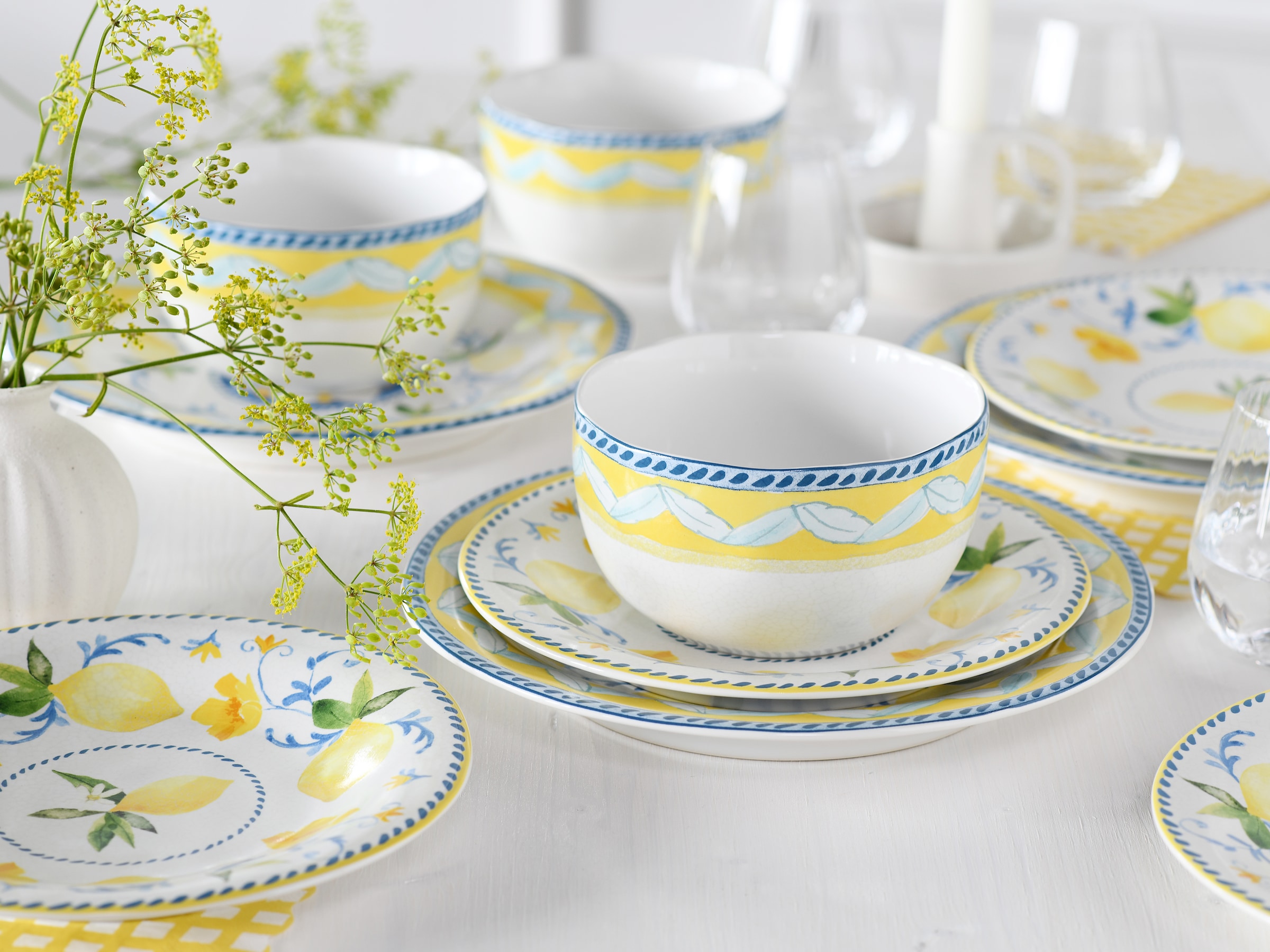 CreaTable Teller-Set »Lemona, Teller Set 12-tlg« Handgemalte italienische Keramik