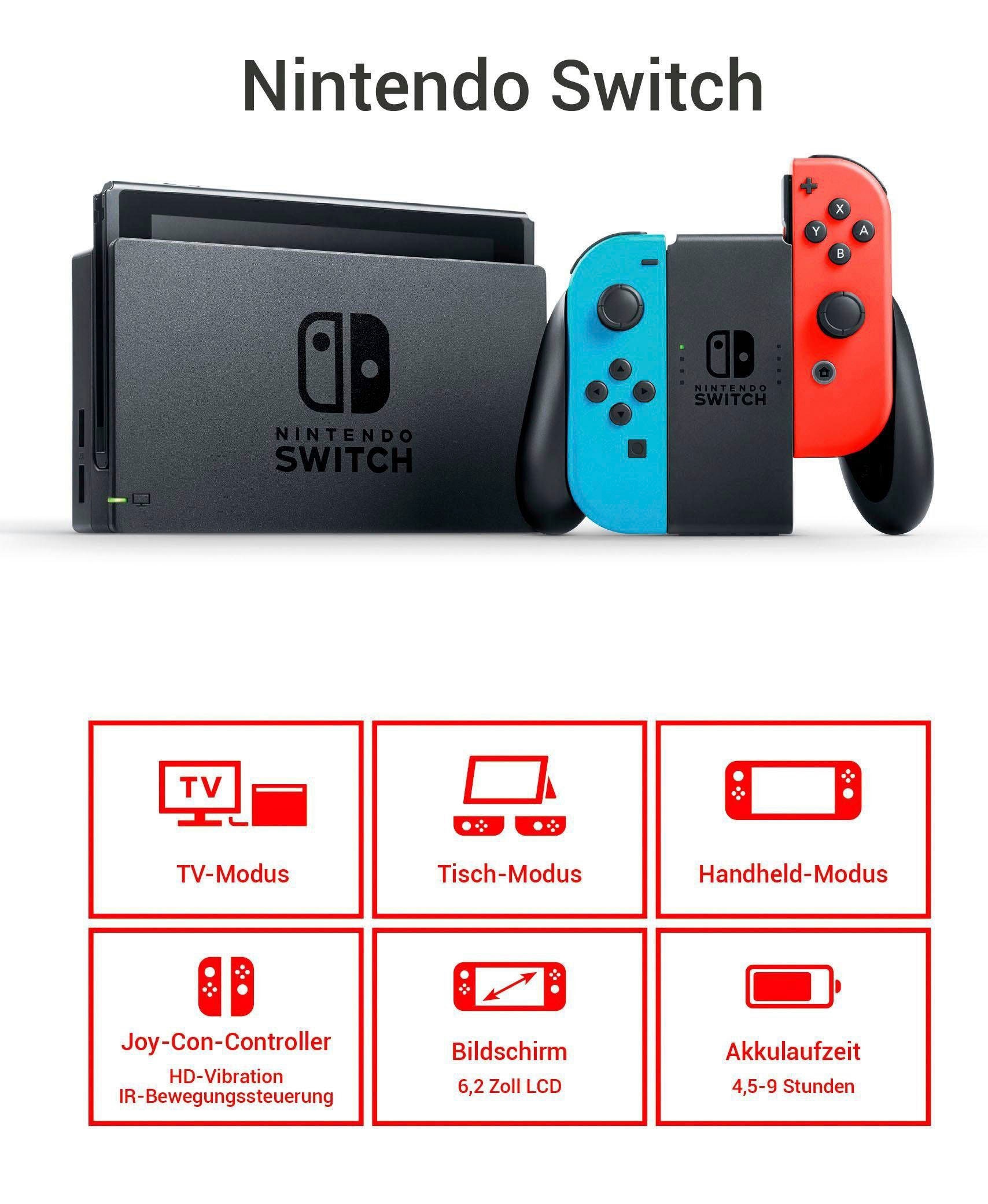 Nintendo Switch Spielekonsole, inkl. Mario Kart 8 Deluxe und Booster-Streckenpass