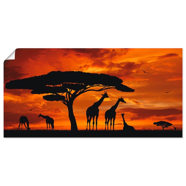Artland Wandbild »Herde von Giraffen im Sonnenuntergang«, Wildtiere, (1 St.),  als Leinwandbild, Poster in verschied. Größen auf Rechnung bestellen