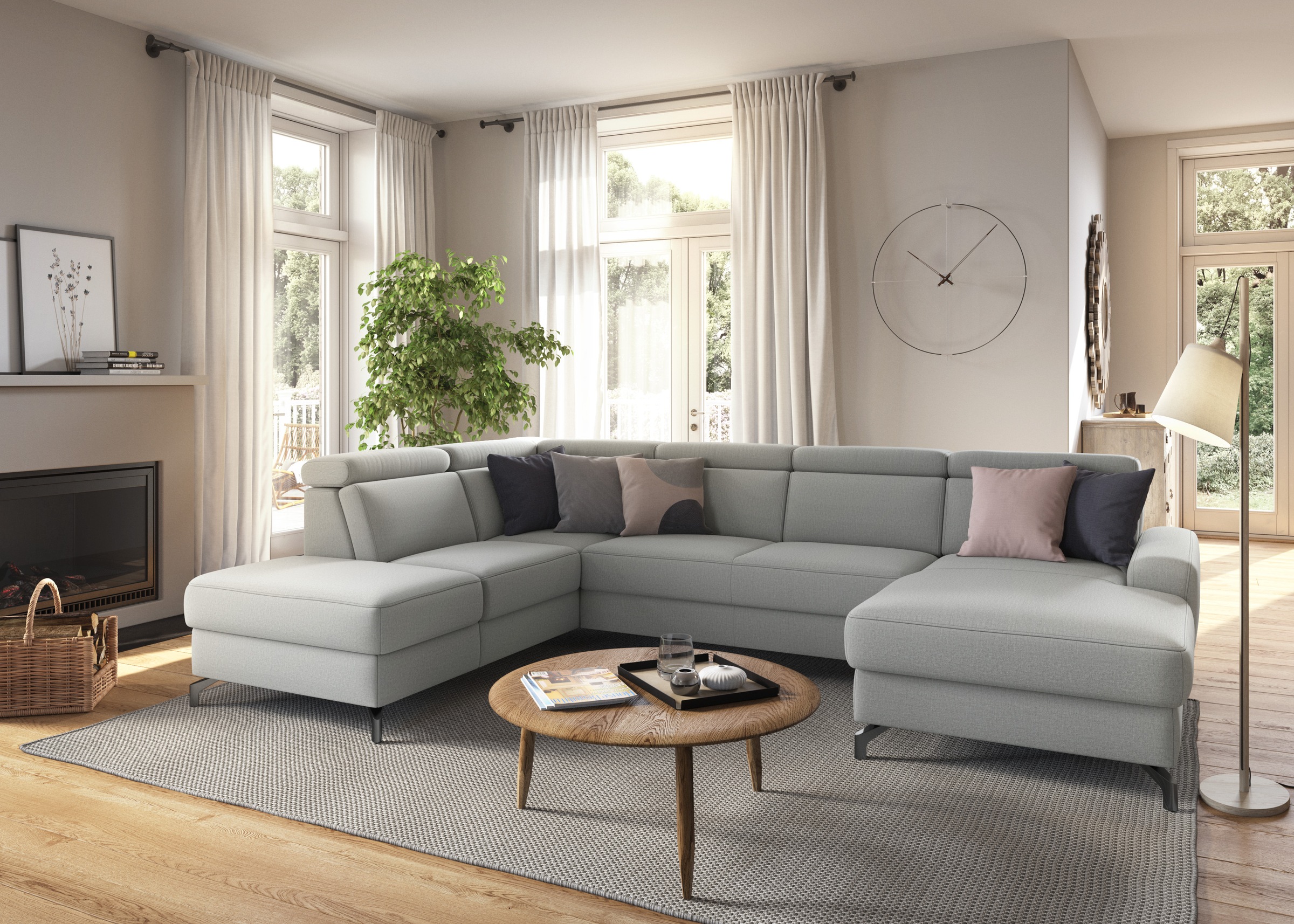 sit&more Wohnlandschaft »Scarlett U-Form«, inklusive Kopfteilverstellung, wahlweise mit Bettfunktion, Bettkasten