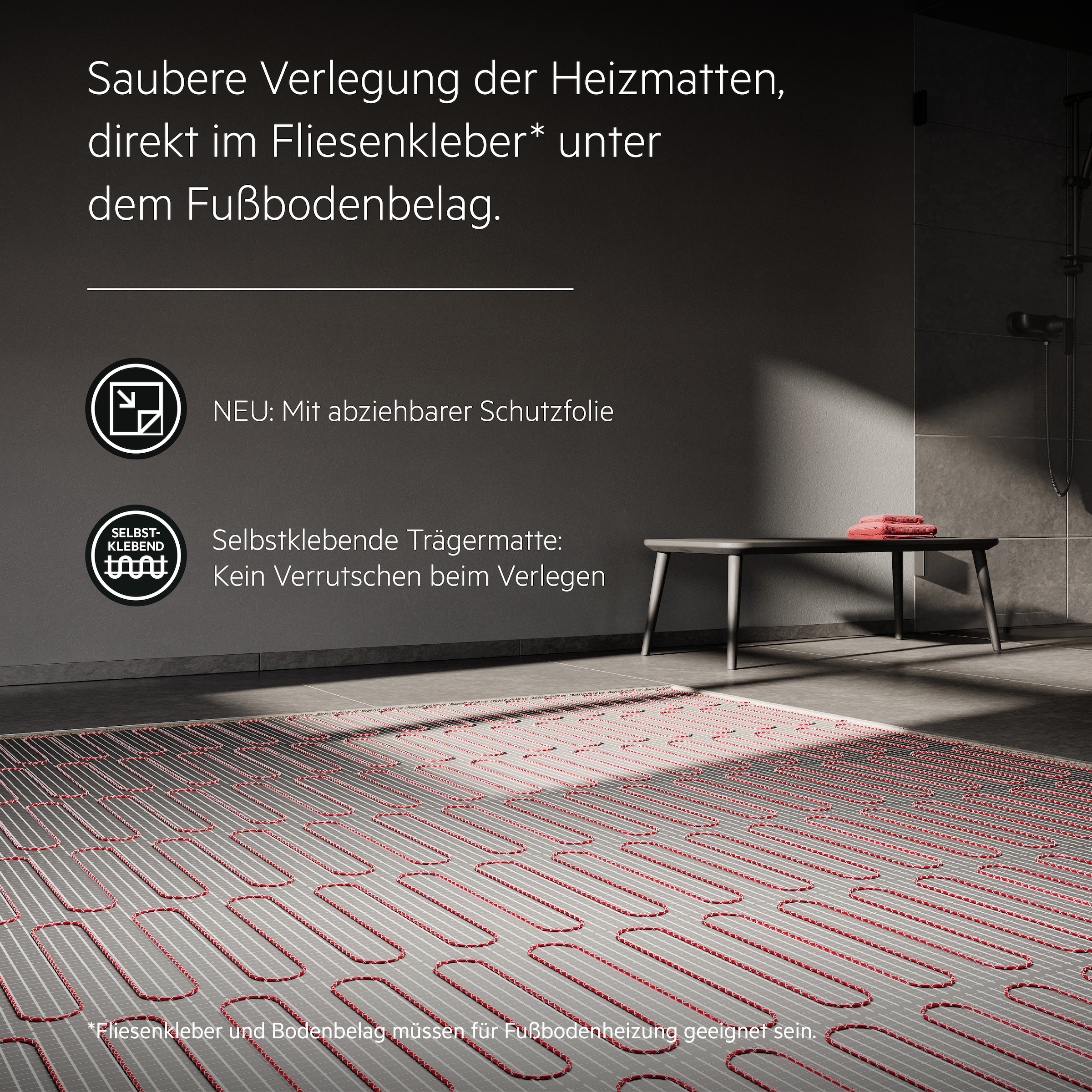 AEG Haustechnik Fußbodenheizung »Turbo Thermo Boden »TBS TC 200/2 Set Plus«« Elektrische Fußbodenheizung, Komplettset 2 m², 200 W/m²