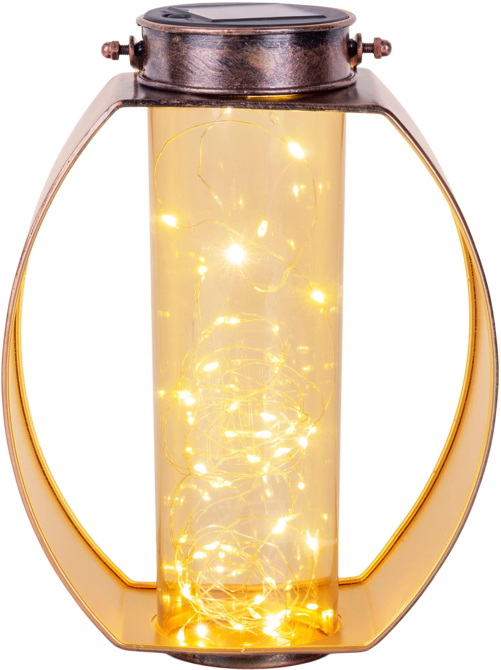 näve LED Solarleuchte »Fairylight«, 1 flammig-flammig, messing Innenseite gold, Kunststoffzylinder mit LED Lichterdraht