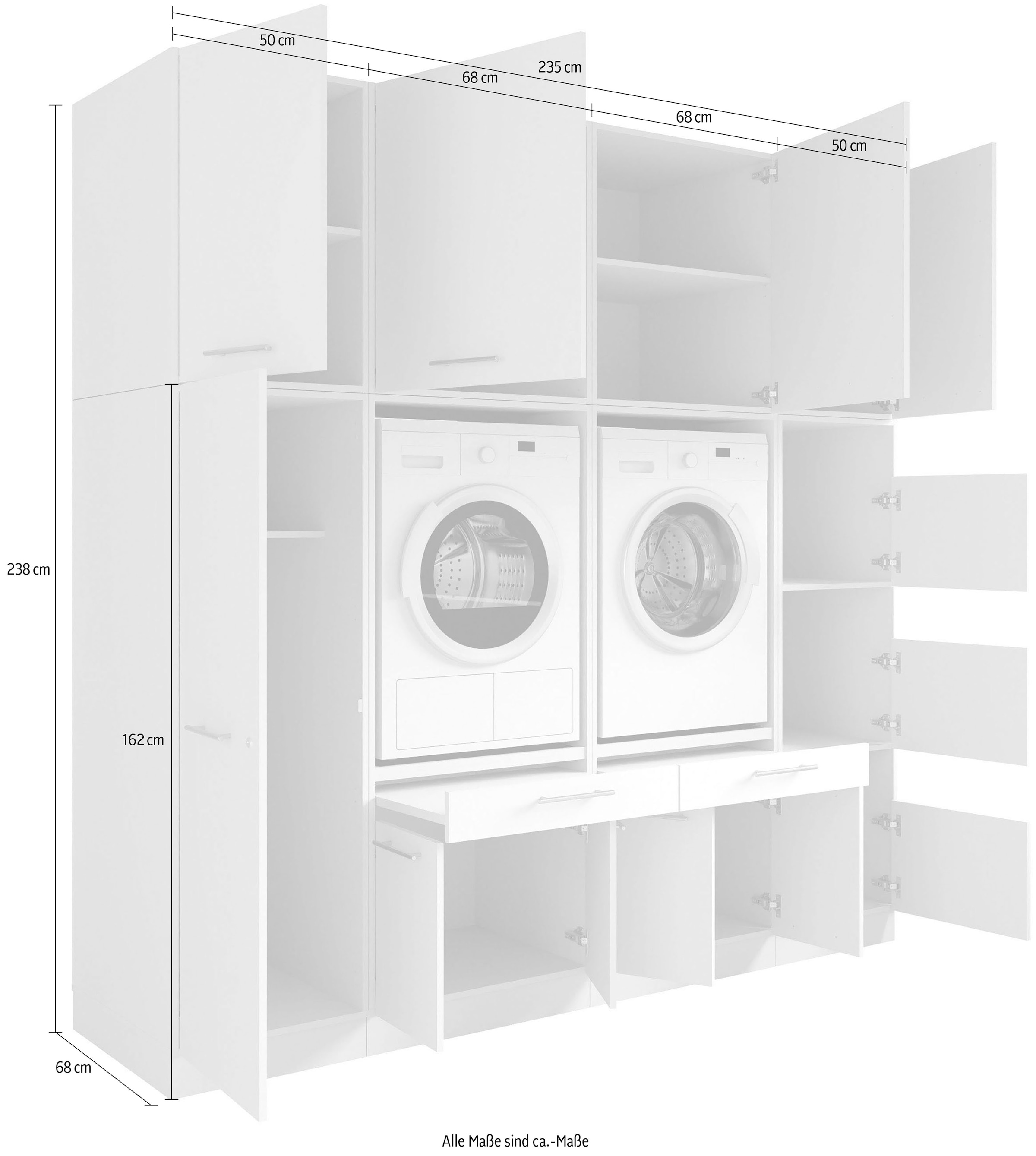 Laundreezy Mehrzweckschrank-Set »Laundreezy, 8-tlg. Mehrzweckschrank-Set B/H/T 235/238/68 cm« 8 Stk. tlg.