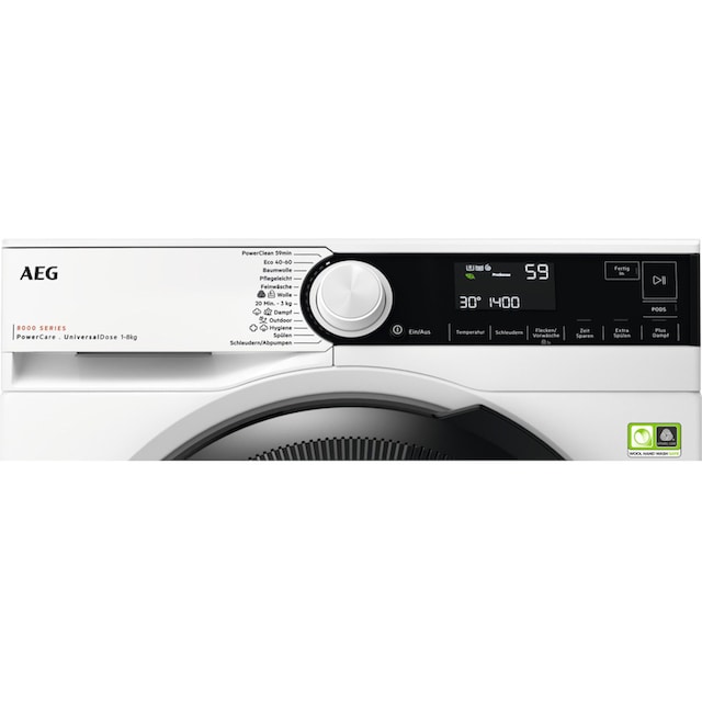 AEG Waschmaschine »LR8E70480«, LR8E70480, 8 kg, 1400 U/min, PowerClean -  Fleckenentfernung in 59 Min. bei nur 30 °C mit 3 Jahren XXL Garantie